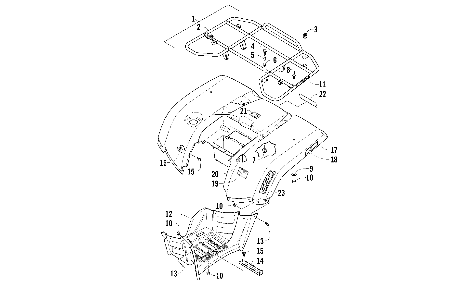 задний RACK, кузов PANEL, и FOOTWELL ASSEMBLIES [94497]