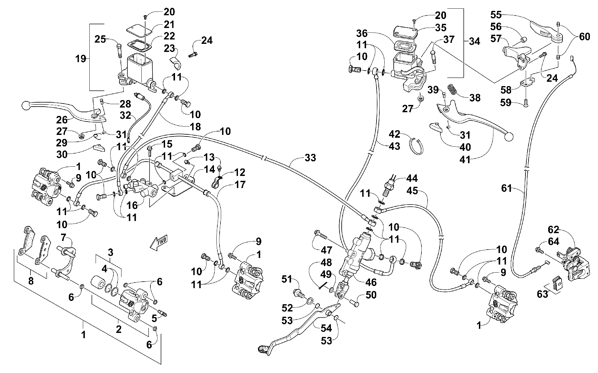 HYDRAULIC и PARKING тормоз ASSEMBLIES [96025]