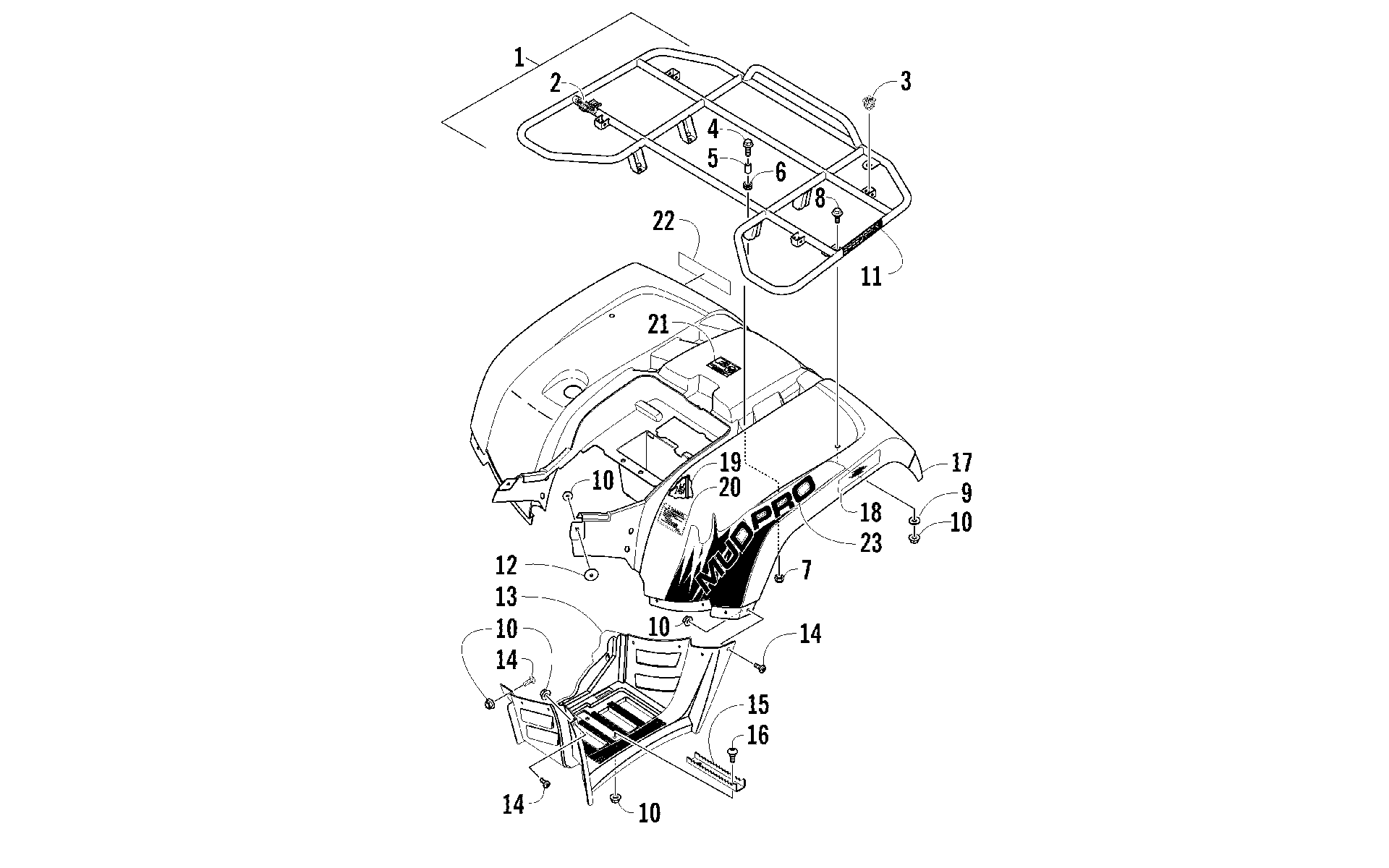 задний RACK, кузов PANEL, и FOOTWELL ASSEMBLIES [94566]