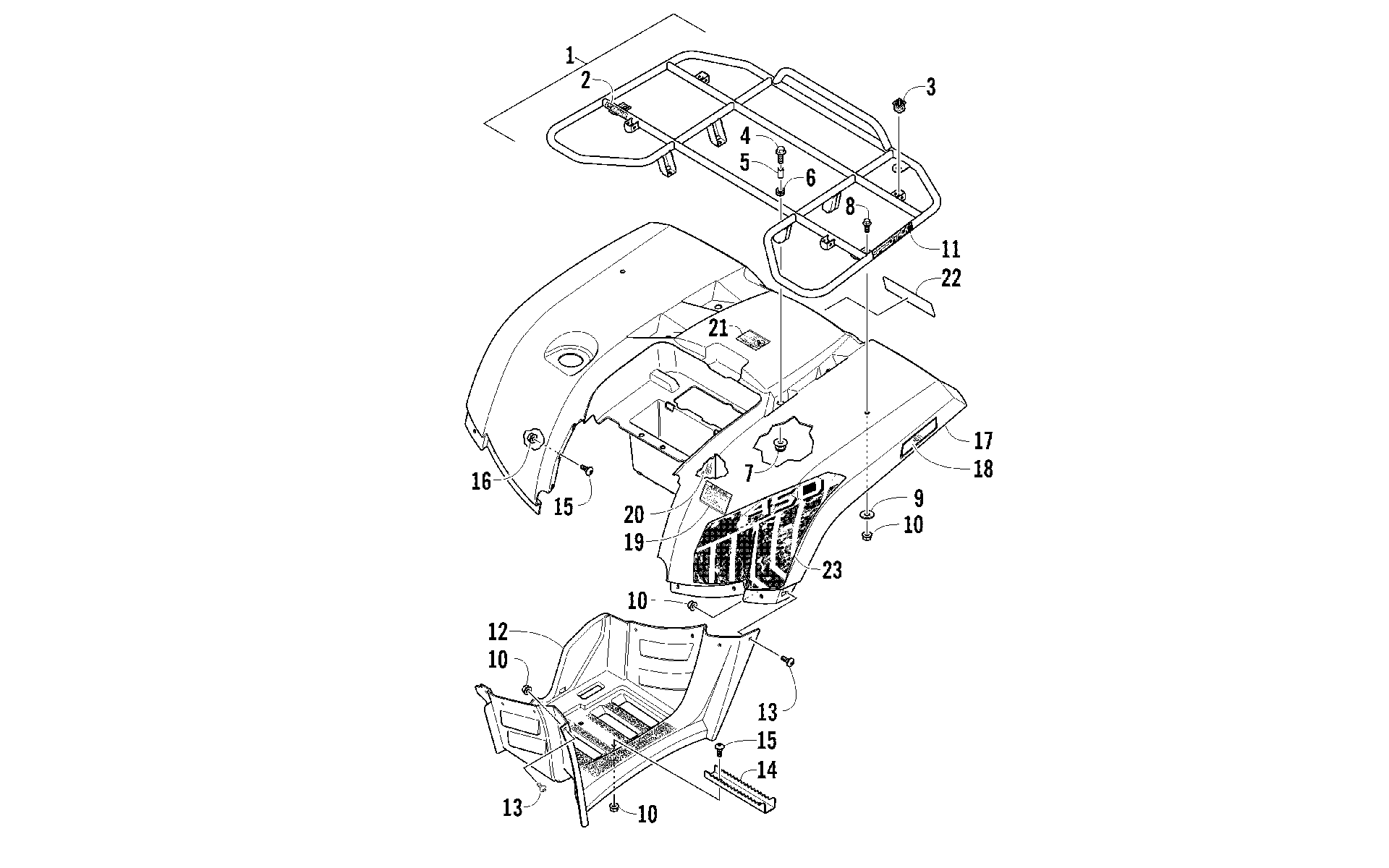 задний RACK, кузов PANEL, и FOOTWELL ASSEMBLIES [94963]