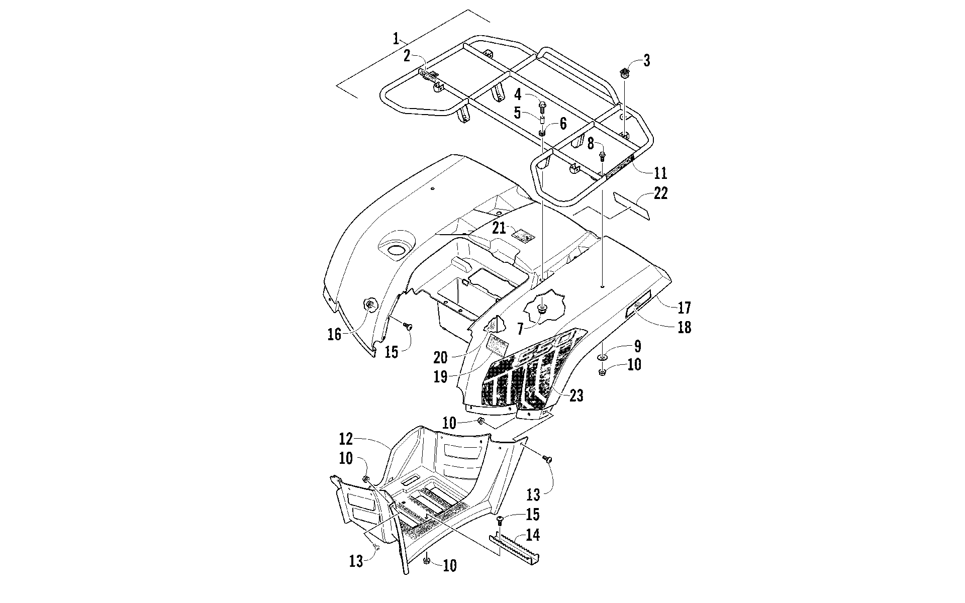 задний RACK, кузов PANEL, и FOOTWELL ASSEMBLIES [94493]