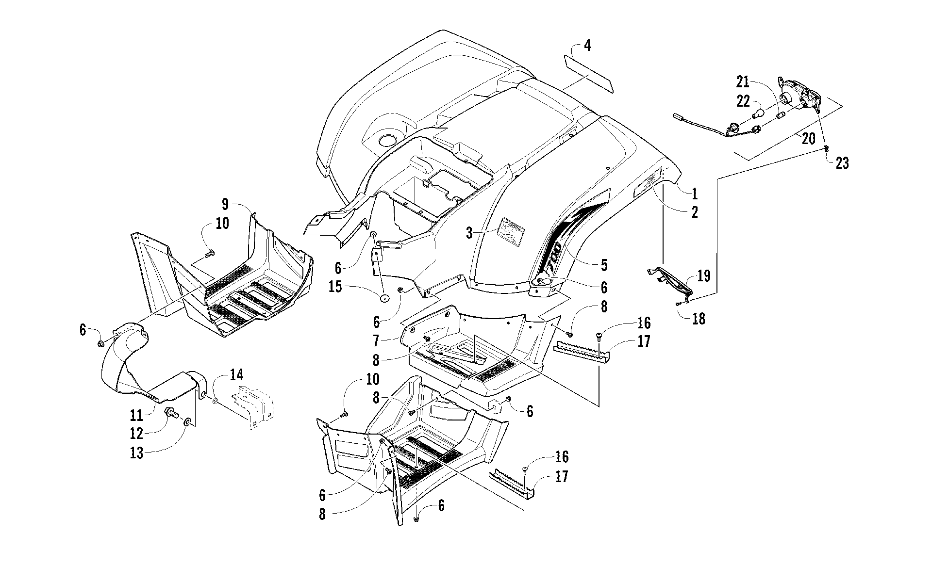 задний кузов панель и FOOTWELL ASSEMBLIES [95993]