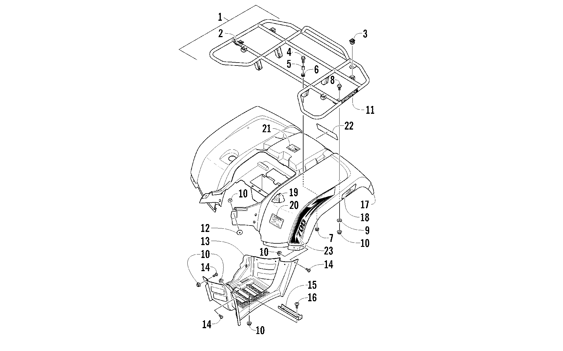 задний RACK, кузов PANEL, и FOOTWELL ASSEMBLIES [94517]