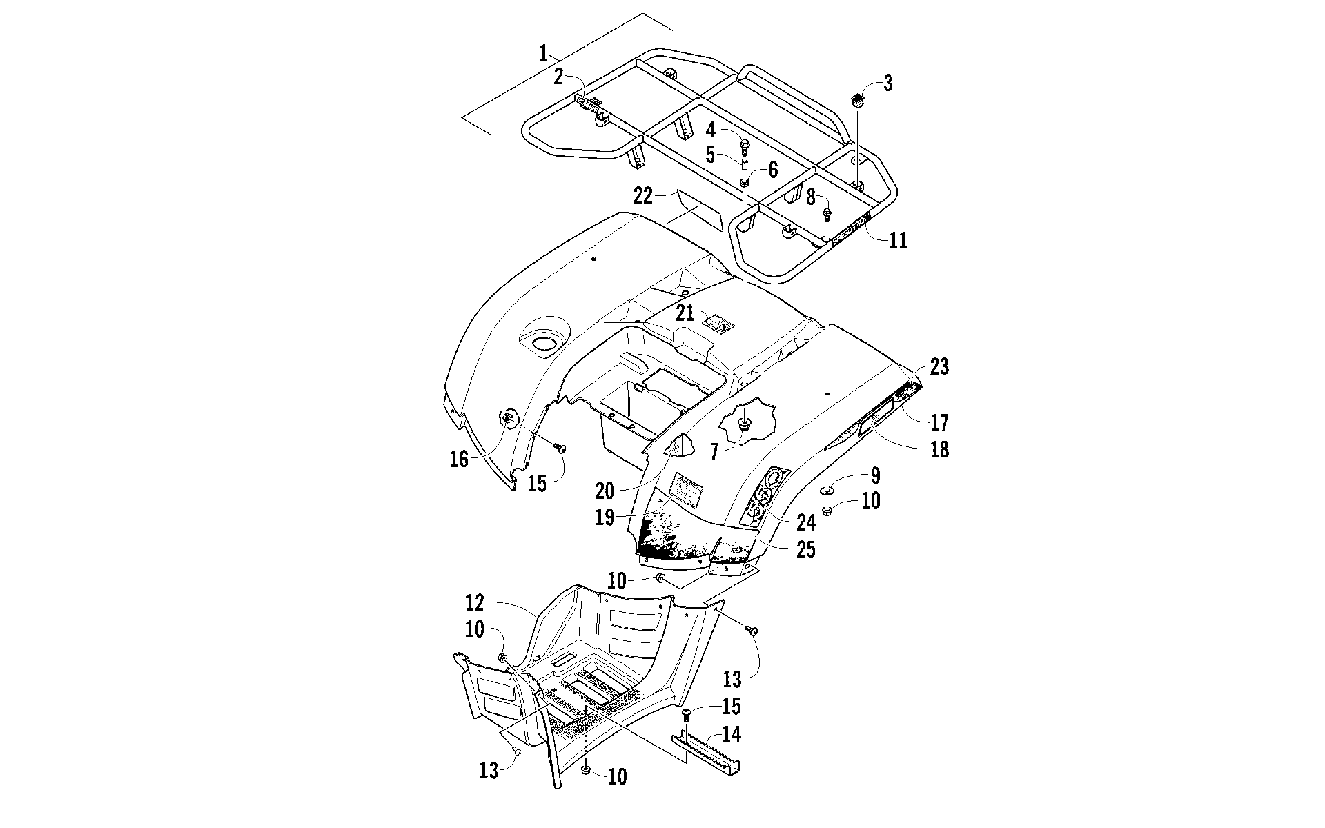 задний RACK, кузов PANEL, и FOOTWELL ASSEMBLIES [93169]