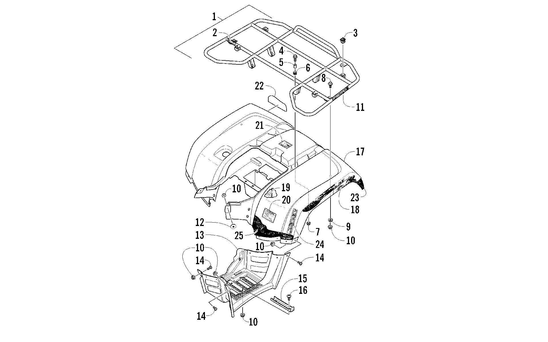 задний RACK, кузов PANEL, и FOOTWELL ASSEMBLIES [93188]