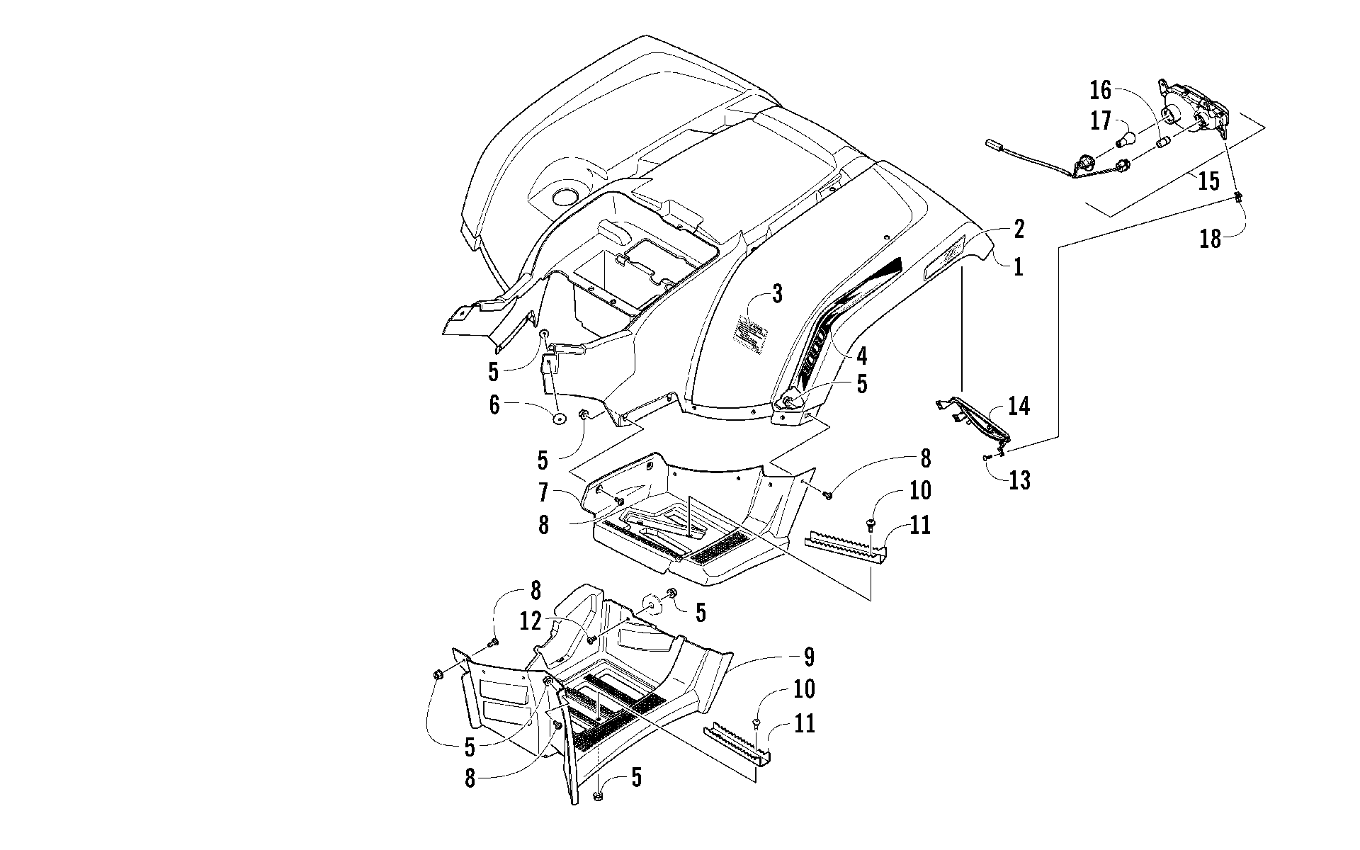 задний кузов панель и FOOTWELL ASSEMBLIES [95979]