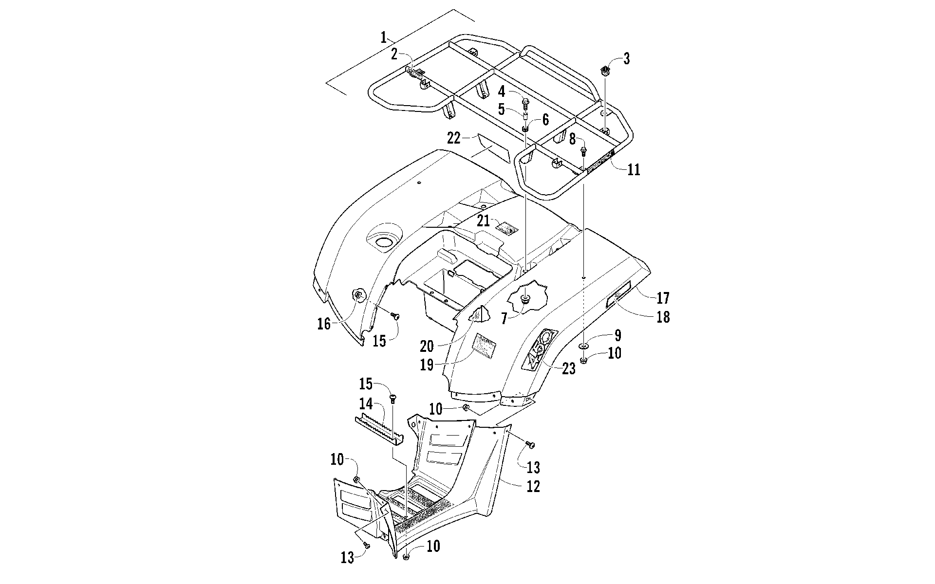 задний RACK, кузов PANEL, и FOOTWELL ASSEMBLIES [93176]