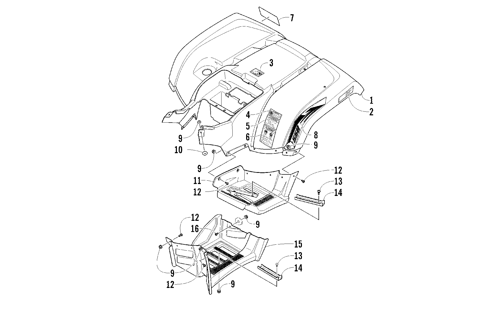 задний кузов панель и FOOTWELL ASSEMBLIES [94738]