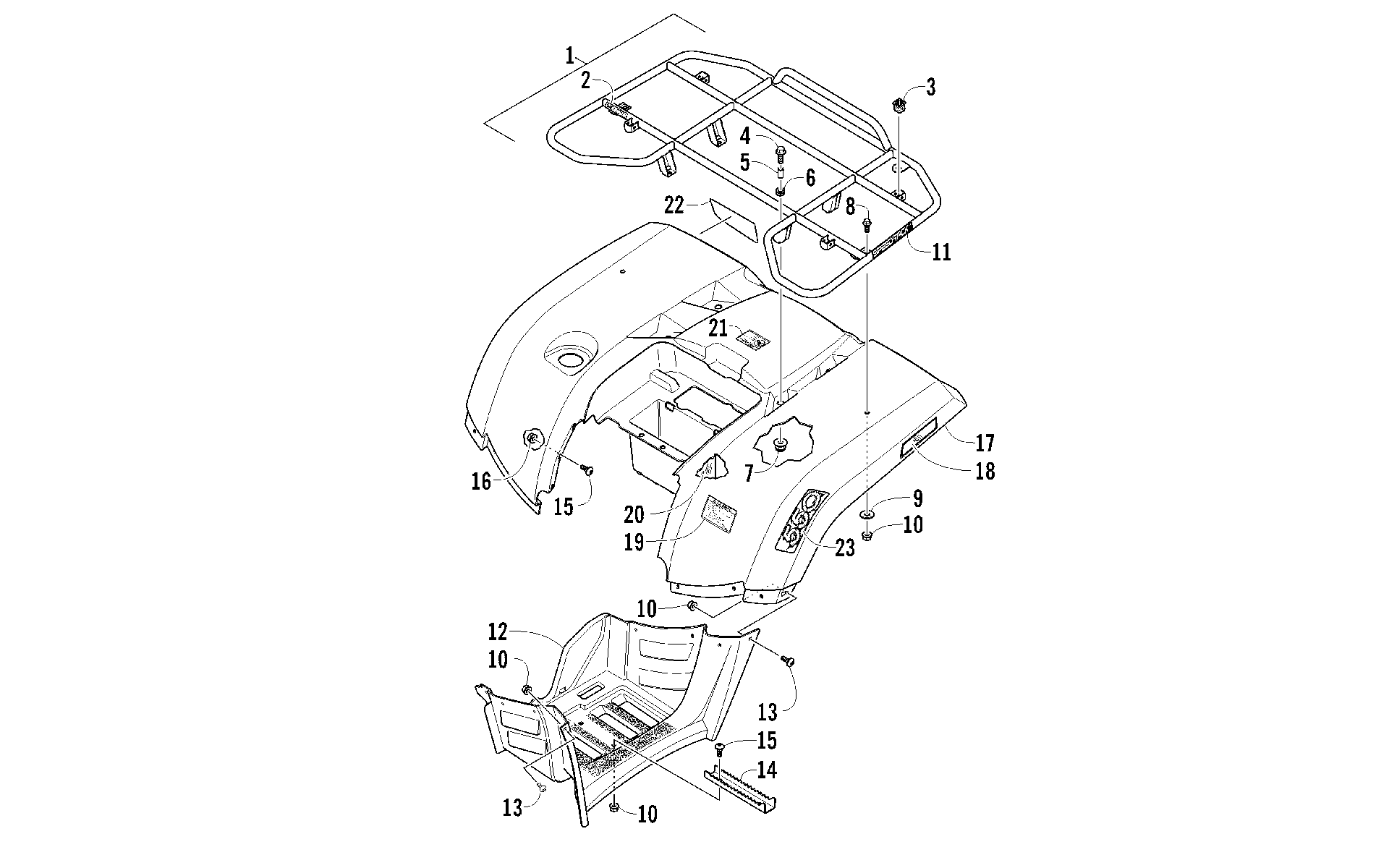 задний RACK, кузов PANEL, и FOOTWELL ASSEMBLIES [93150]