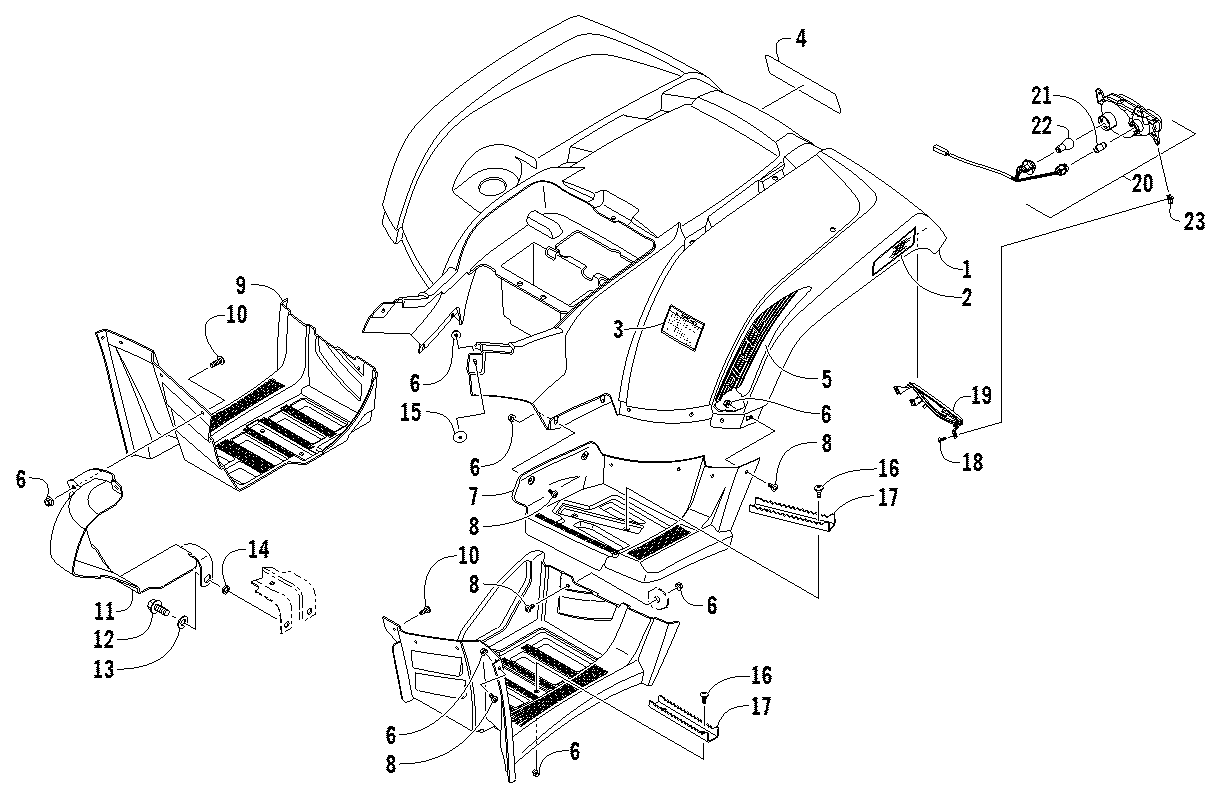 задний кузов панель и FOOTWELL ASSEMBLIES [96174]