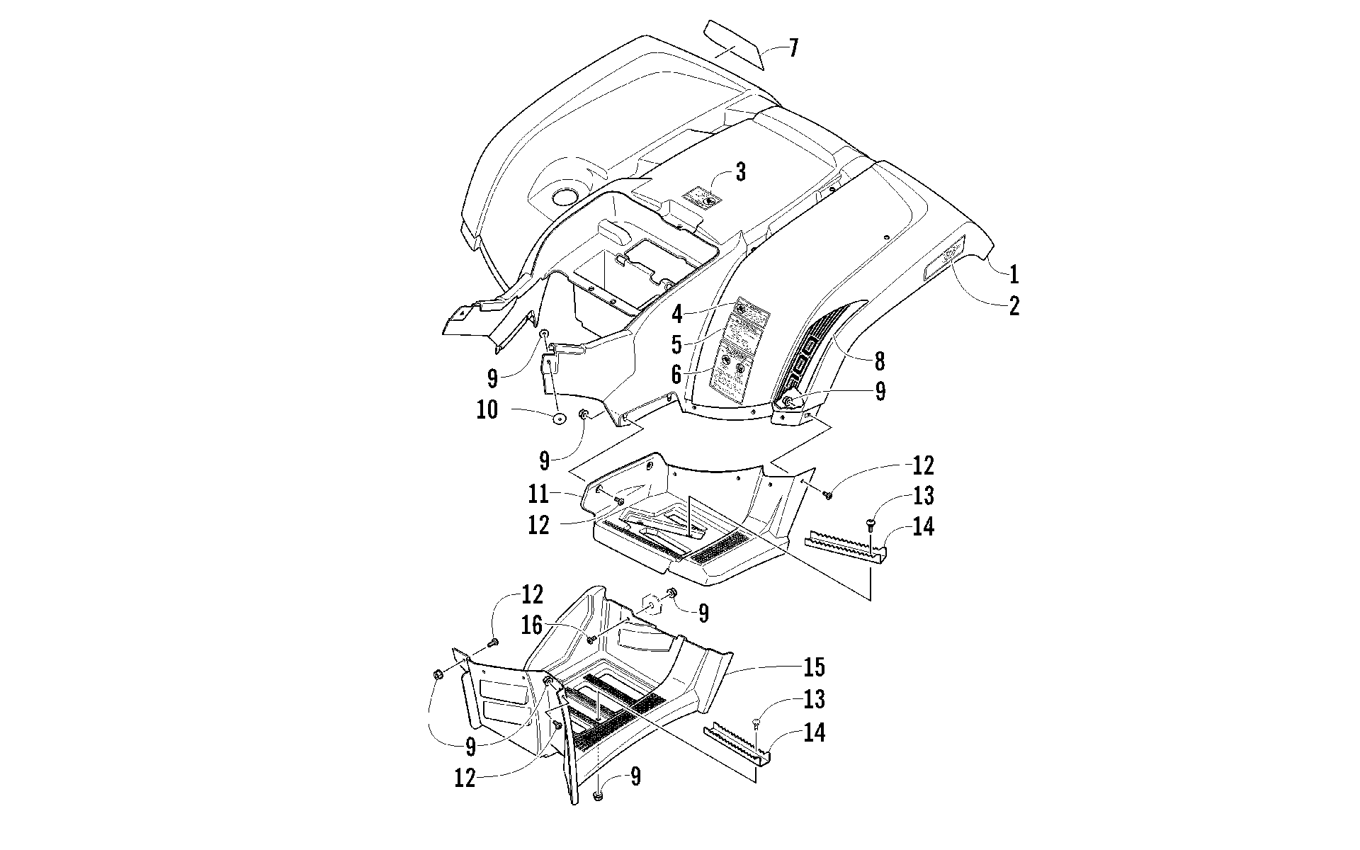 задний кузов панель и FOOTWELL ASSEMBLIES [93440]