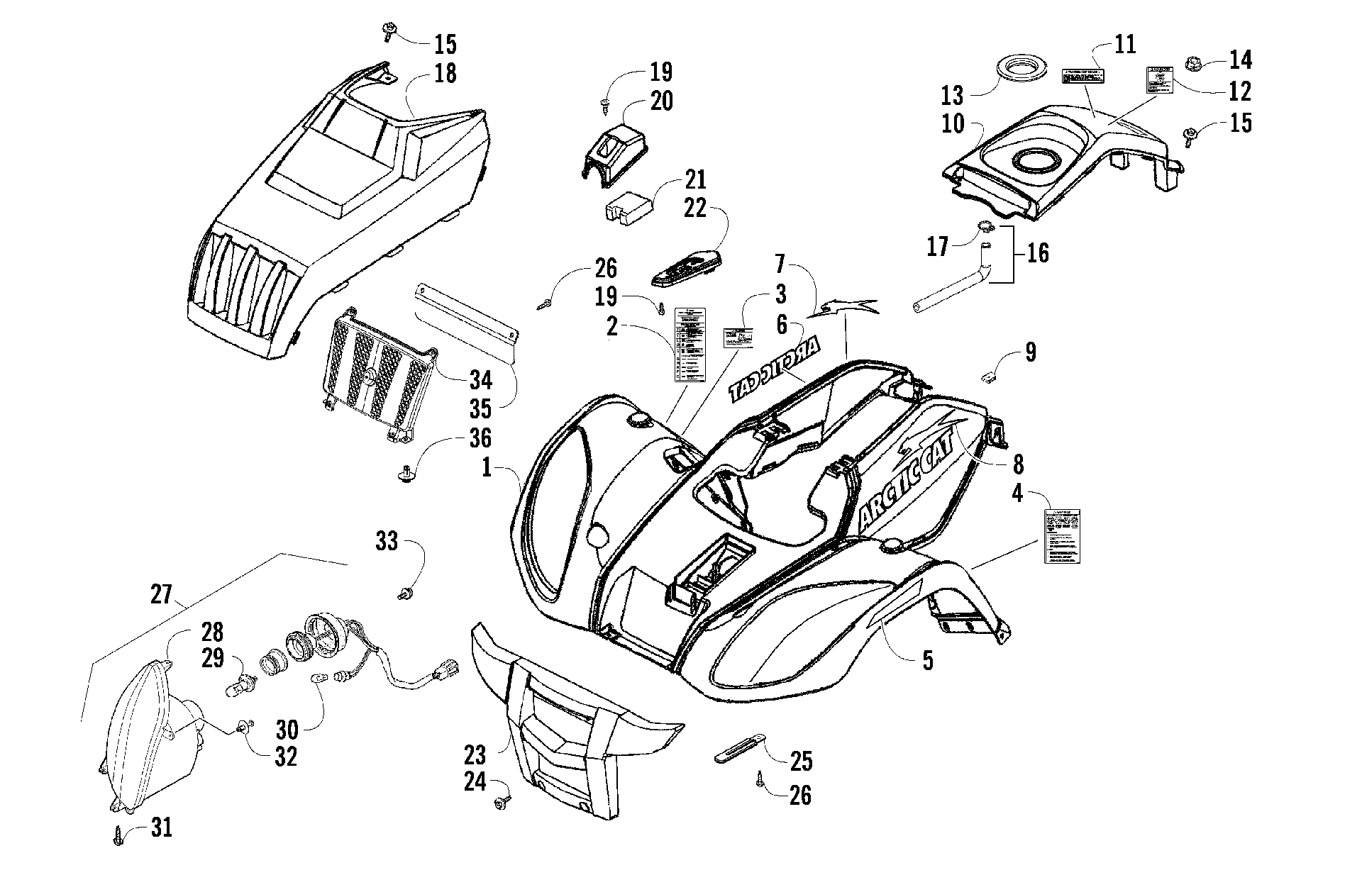 Передняя часть BODY PANEL AND HEADLIGHT ASSEMBLIES [89367]