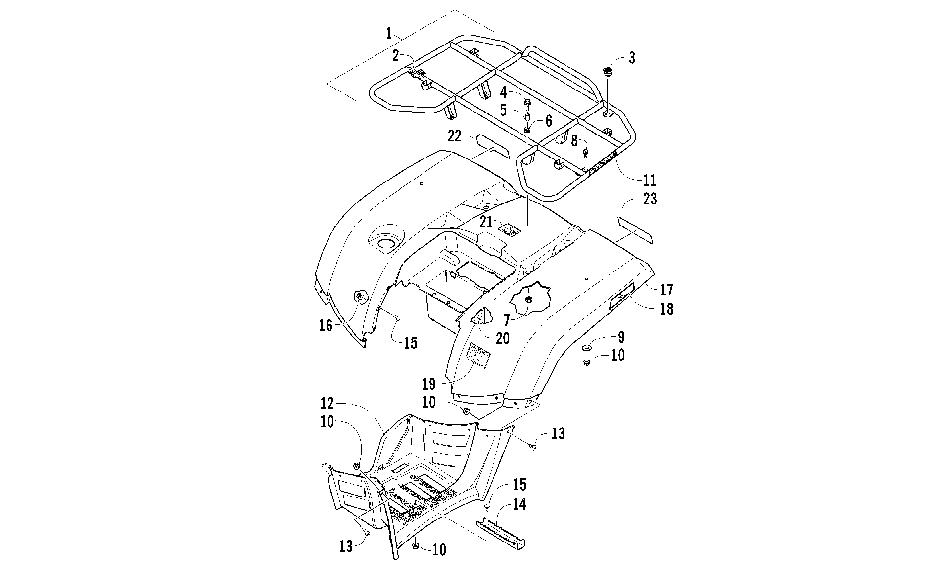 задний RACK, кузов PANEL, и FOOTWELL ASSEMBLIES [92634]