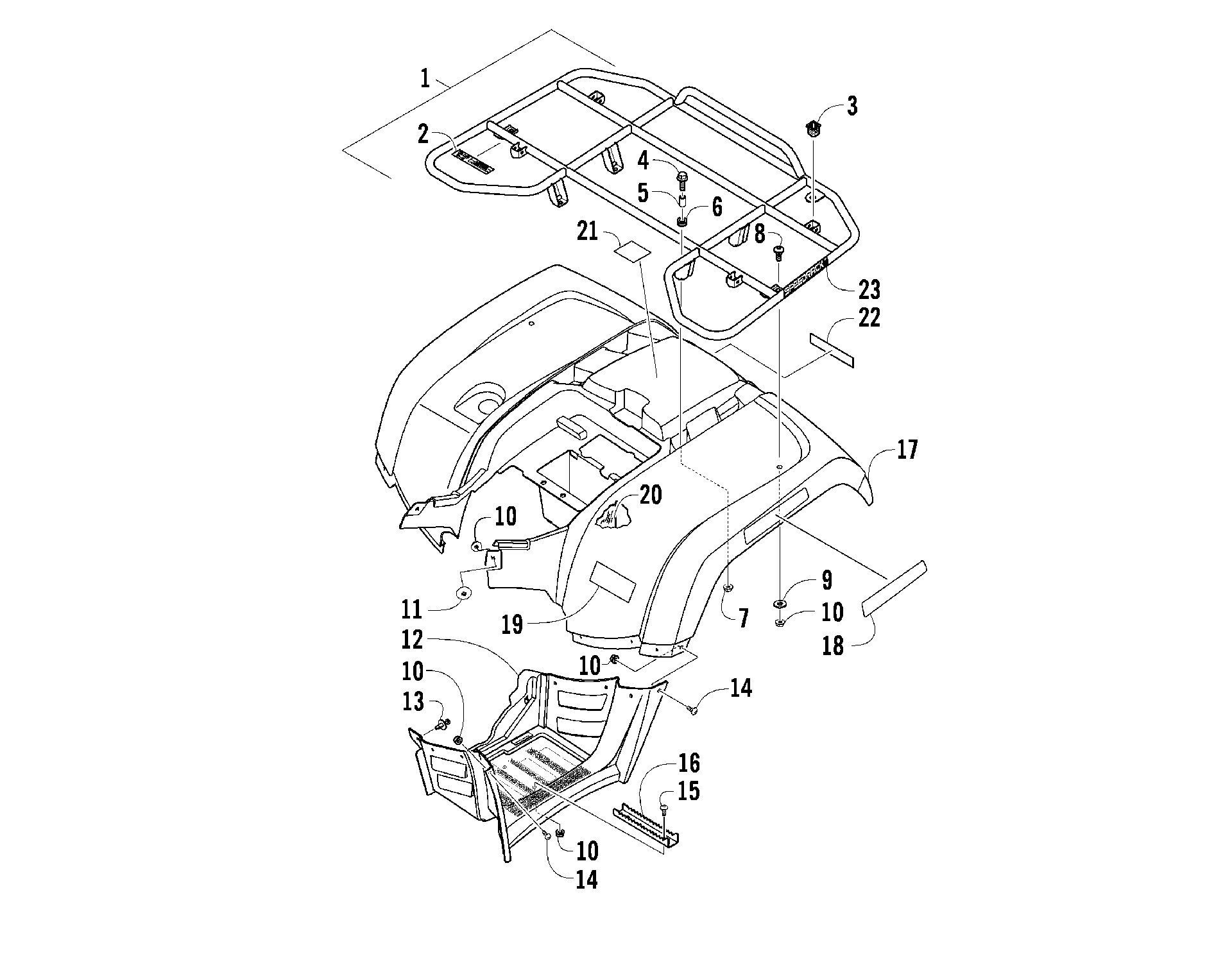 задний RACK, кузов PANEL, и FOOTWELL ASSEMBLIES [89530]
