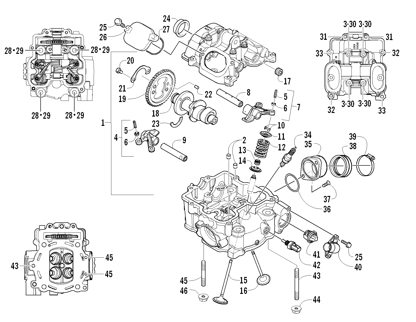 Головка блока цилиндров AND CAMSHAFT/VALVE ASSEMBLY [90340]