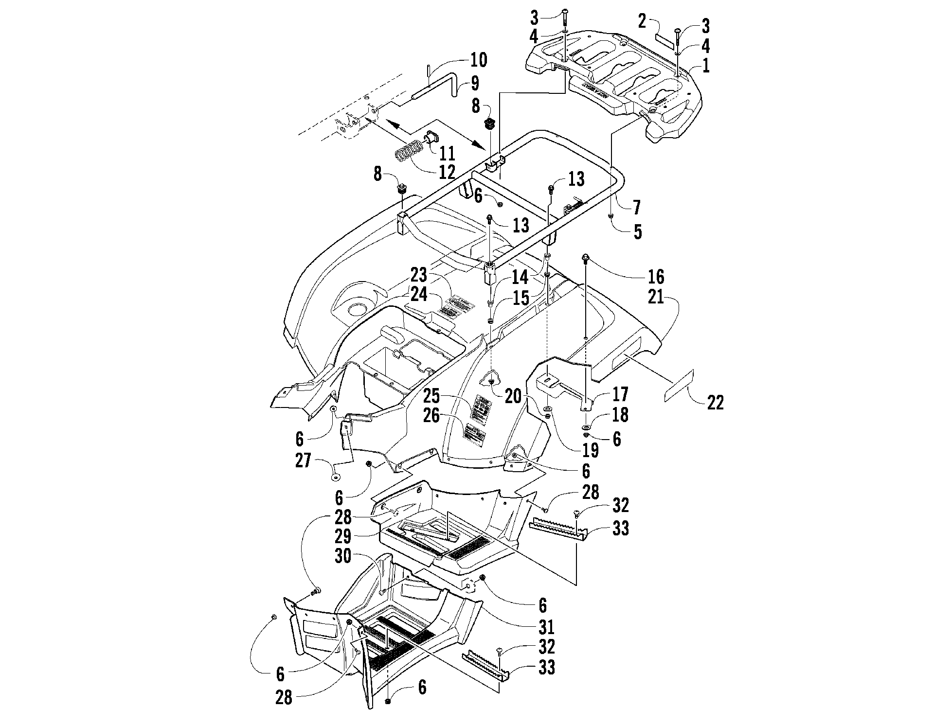 задний RACK, кузов PANEL, и FOOTWELL ASSEMBLIES [92271]
