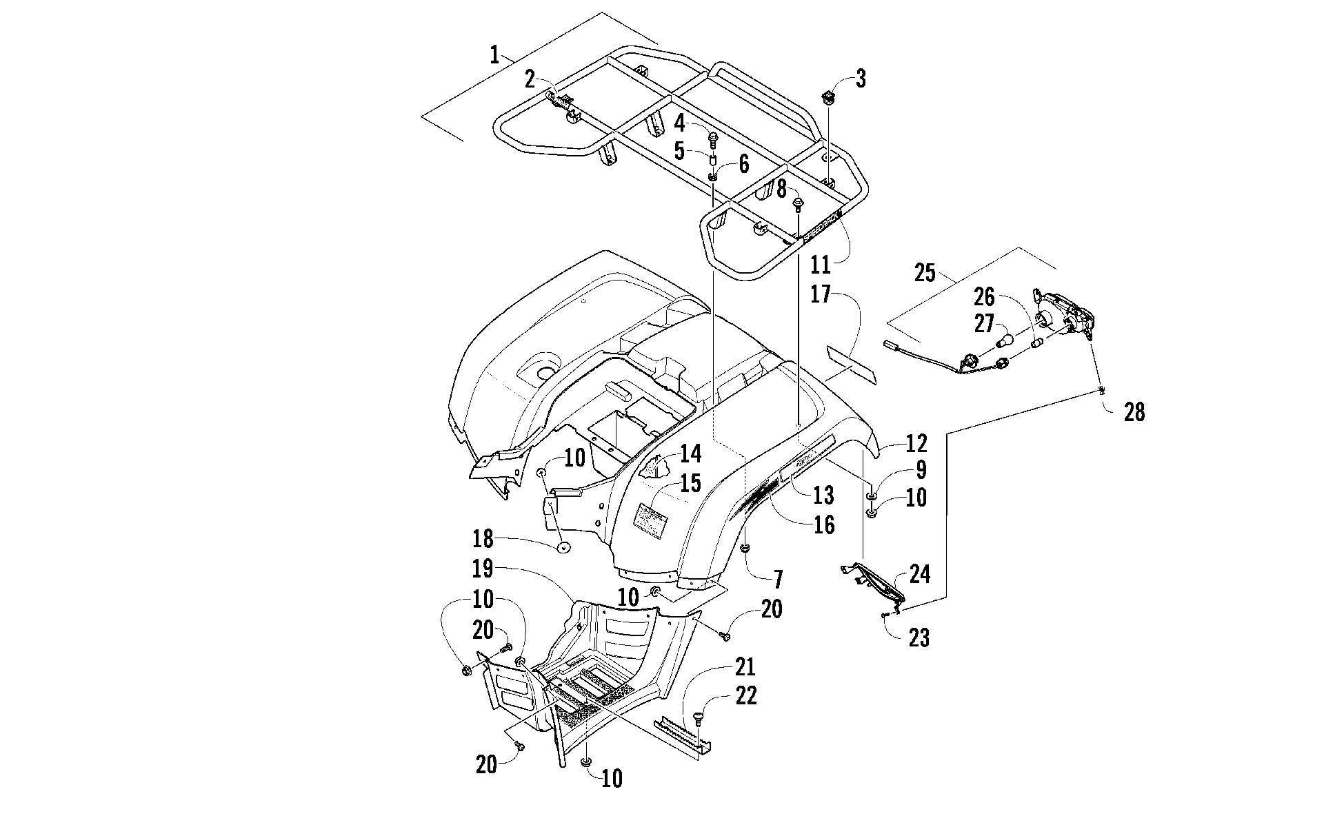 задний RACK, кузов PANEL, и FOOTWELL ASSEMBLIES [96272]