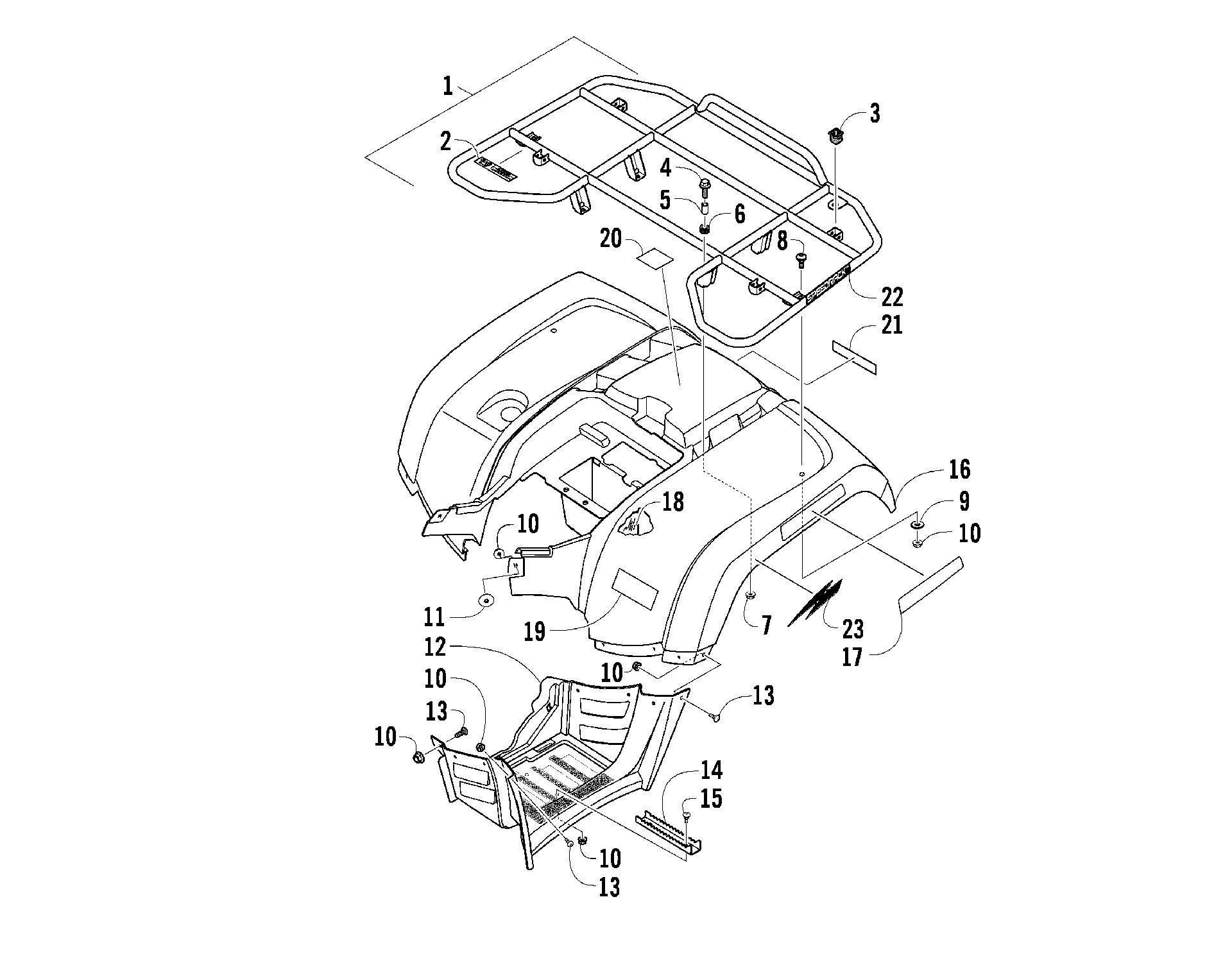 задний RACK, кузов PANEL, и FOOTWELL ASSEMBLIES [90290]