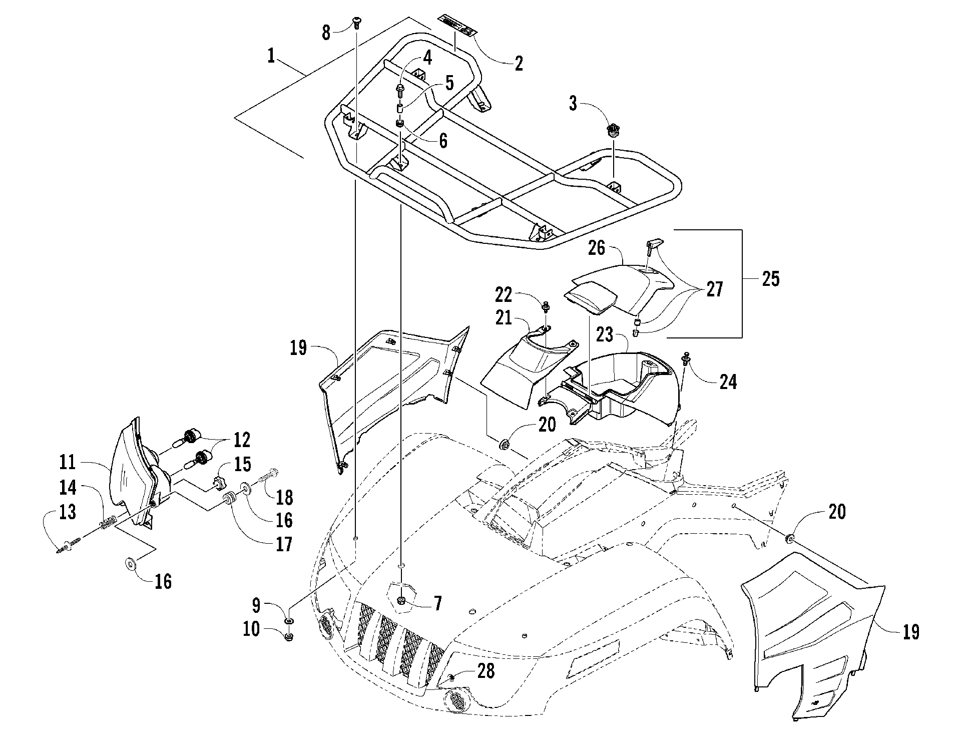 Передняя часть RACK AND HEADLIGHT ASSEMBLIES [88726]