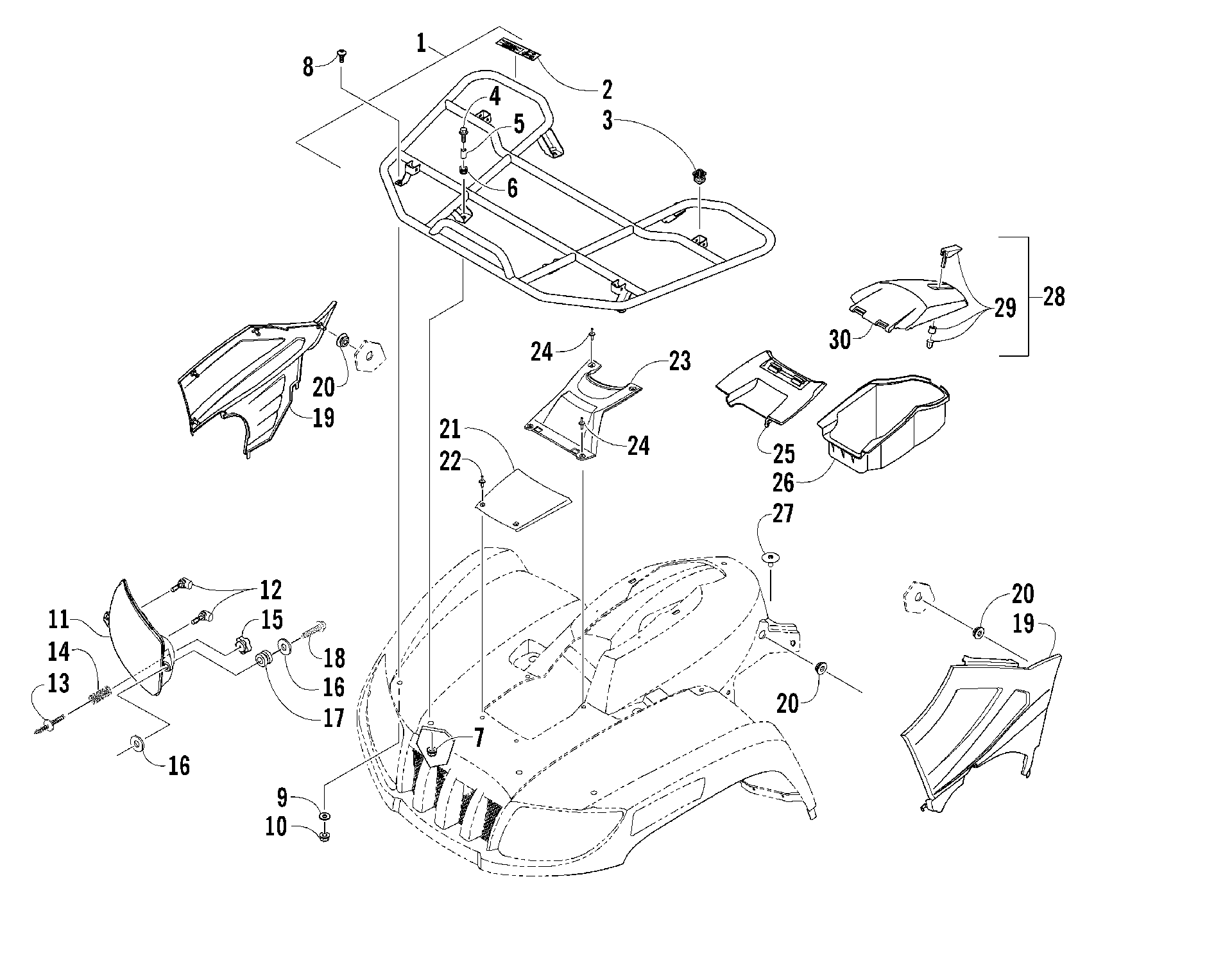 Передняя часть RACK AND HEADLIGHT ASSEMBLIES [87386]