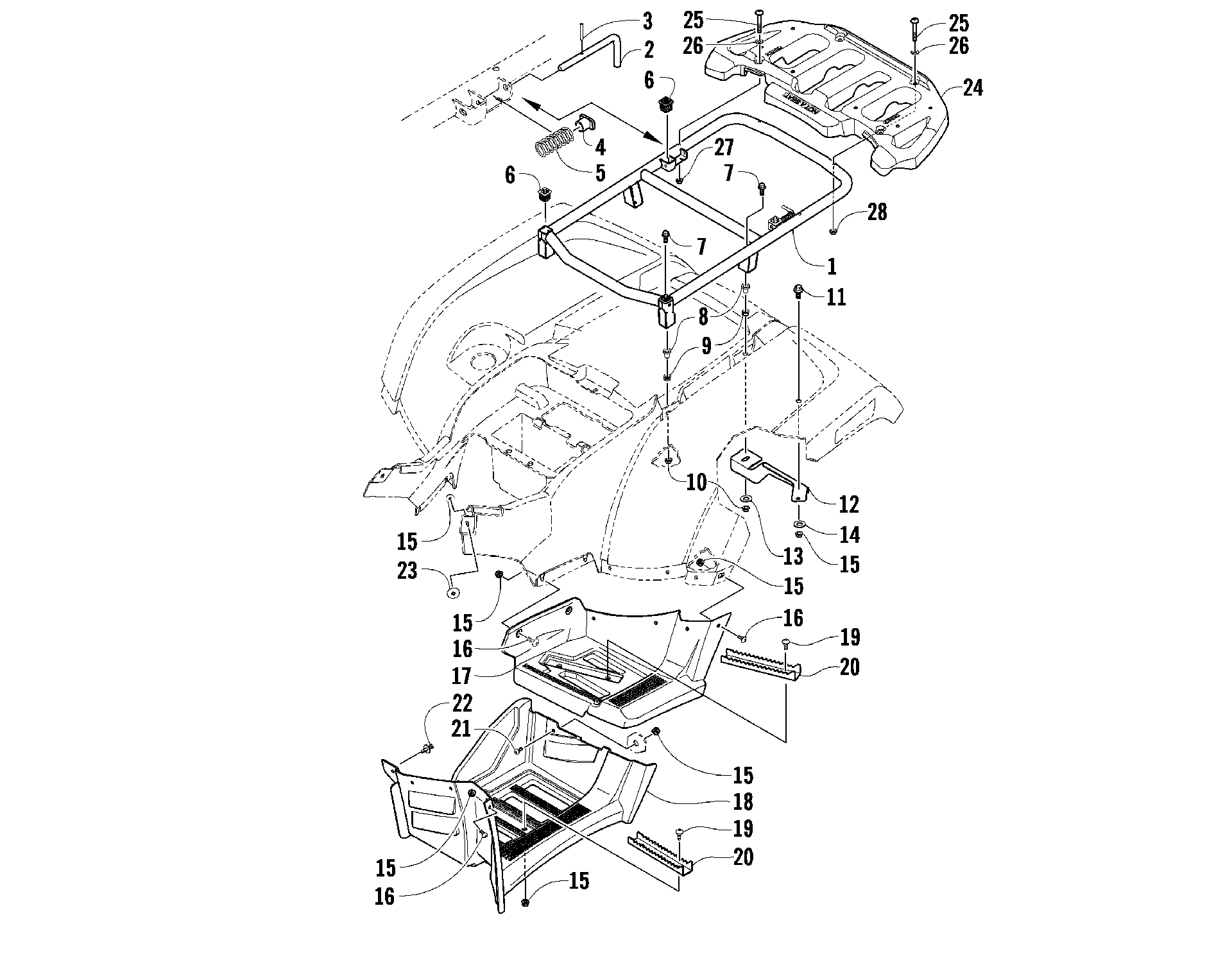 задний полка и FOOTWELL ASSEMBLIES [88939]