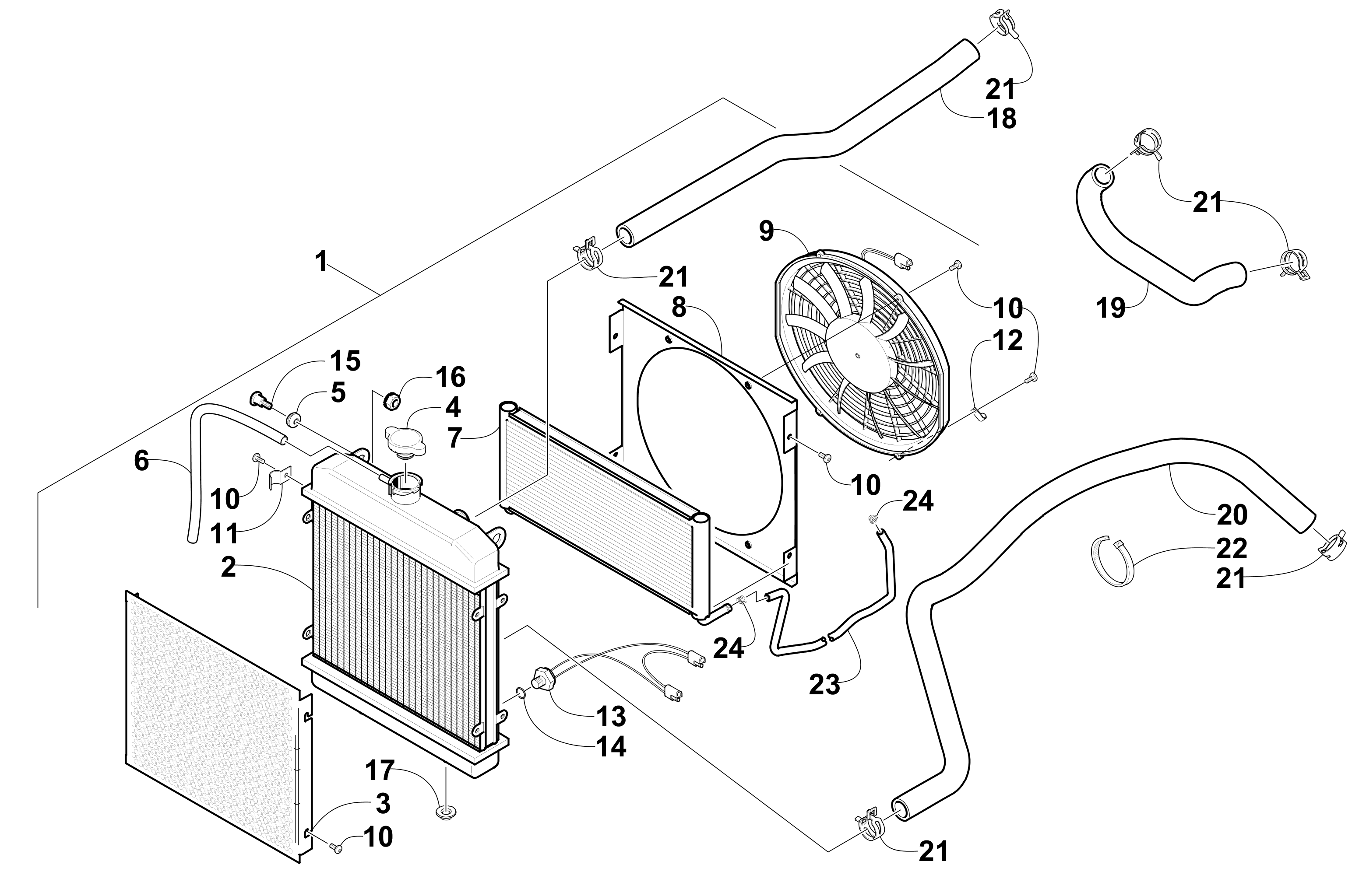Система охлаждения ASSEMBLY (Up to VIN: 4UF07ATV17T236134)
