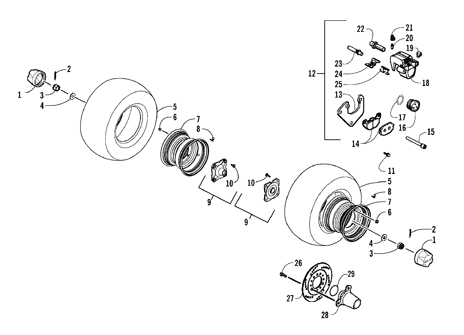 Заднее колесо AND BRAKE ASSEMBLIES [94395]