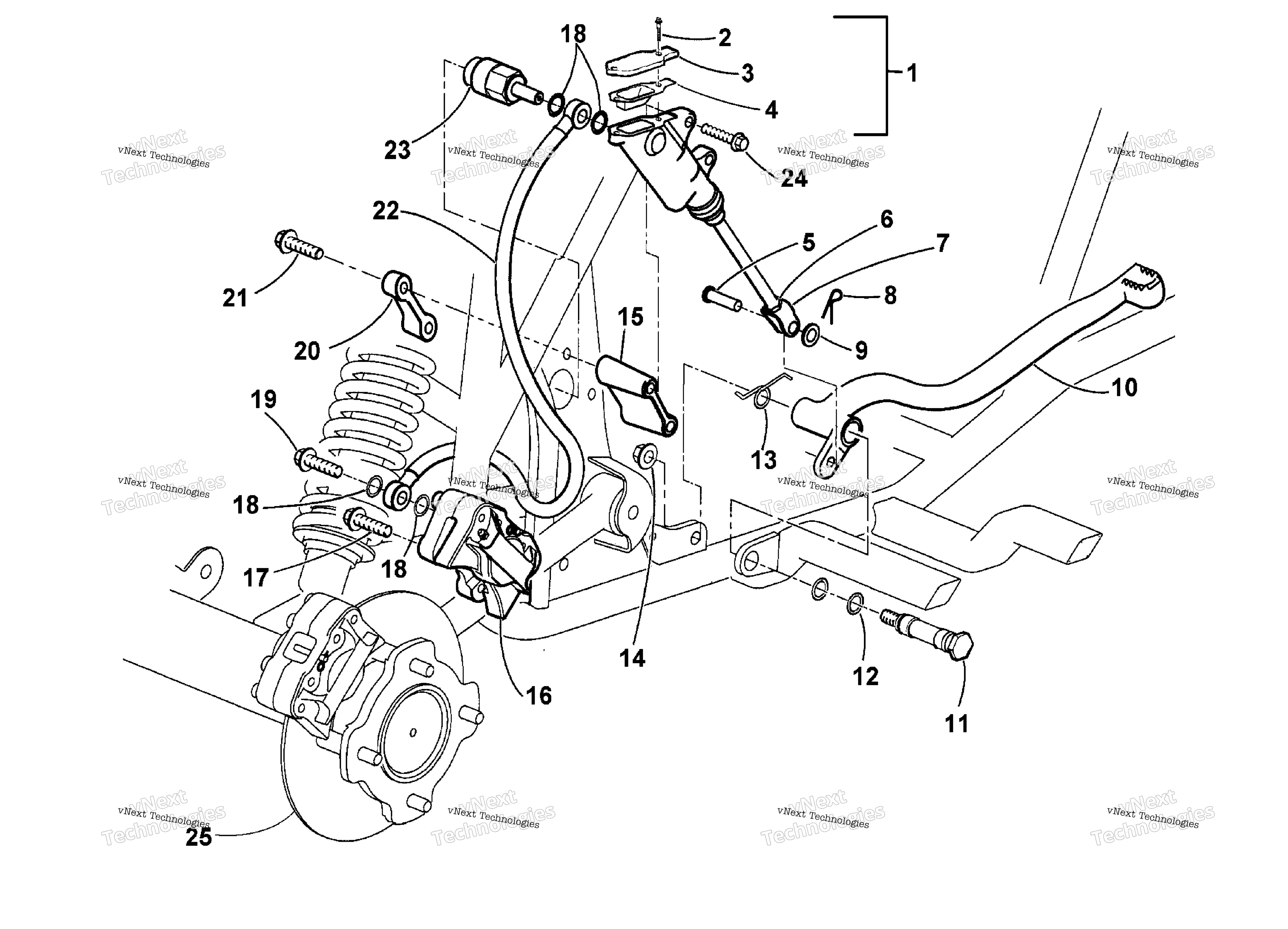 Hydraulic Foot тормоз узел