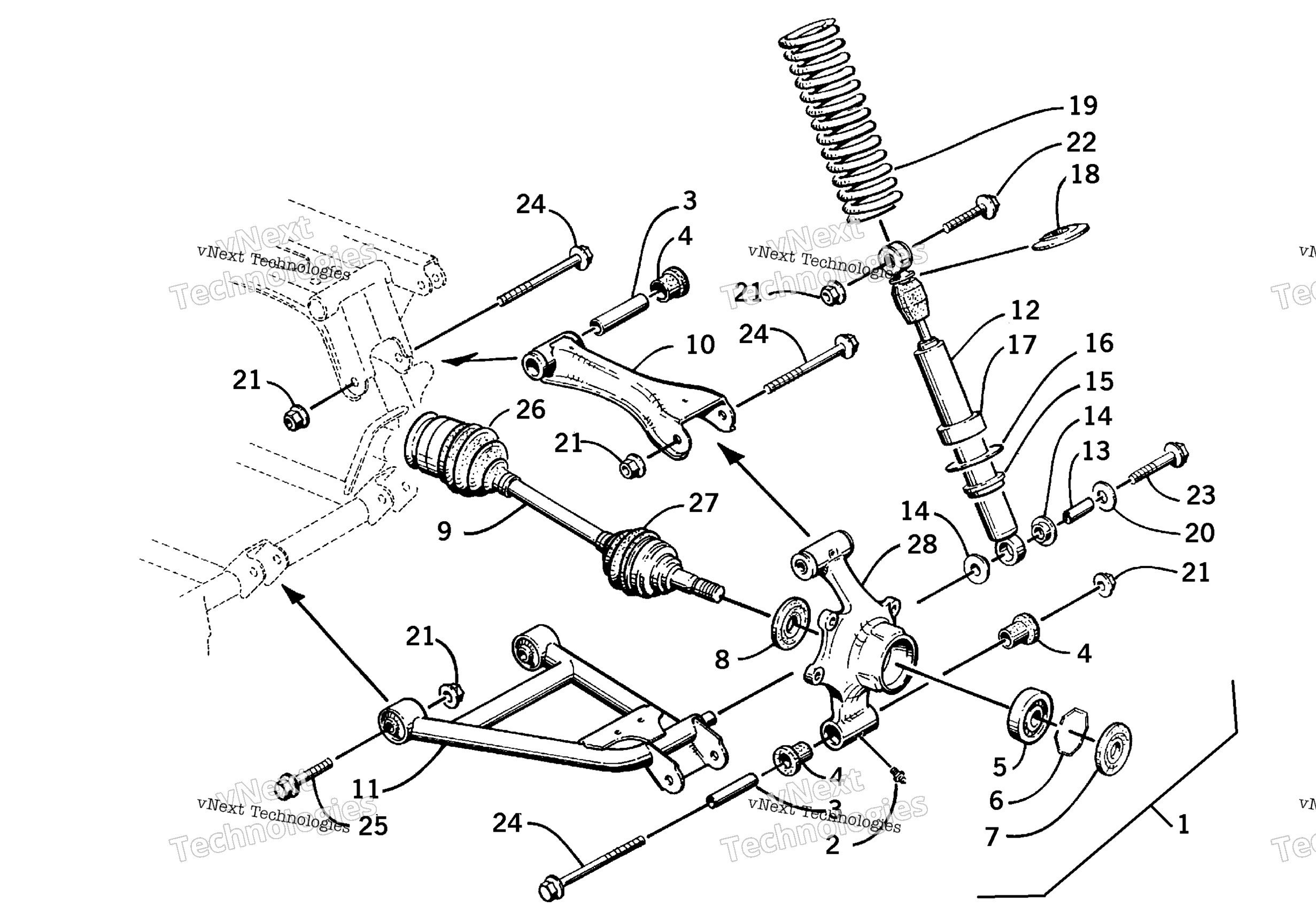 Задняя часть Suspension Assembly
