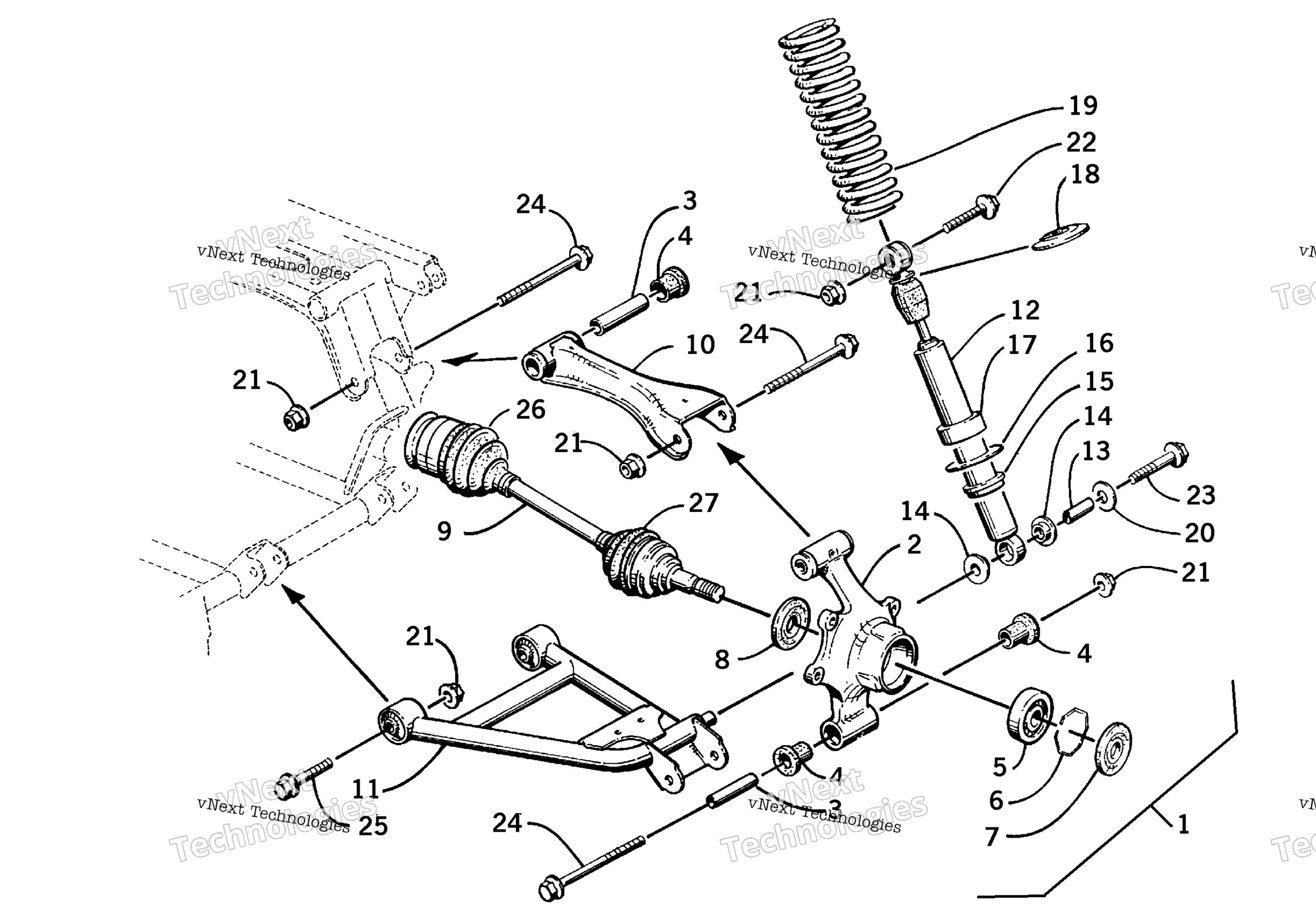 Задняя часть Suspension Assembly