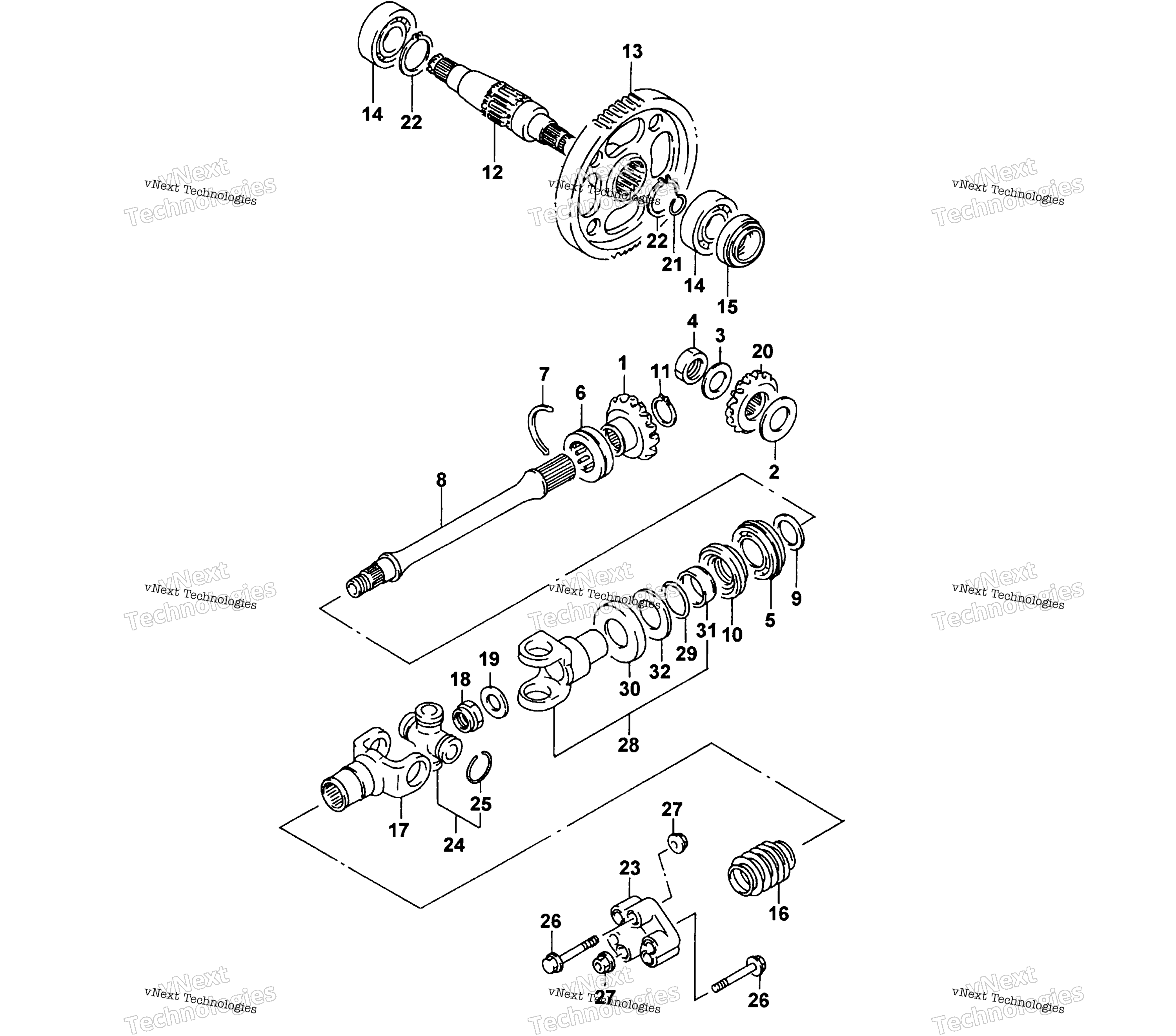 Secondary передача / Propeller Shaft узел