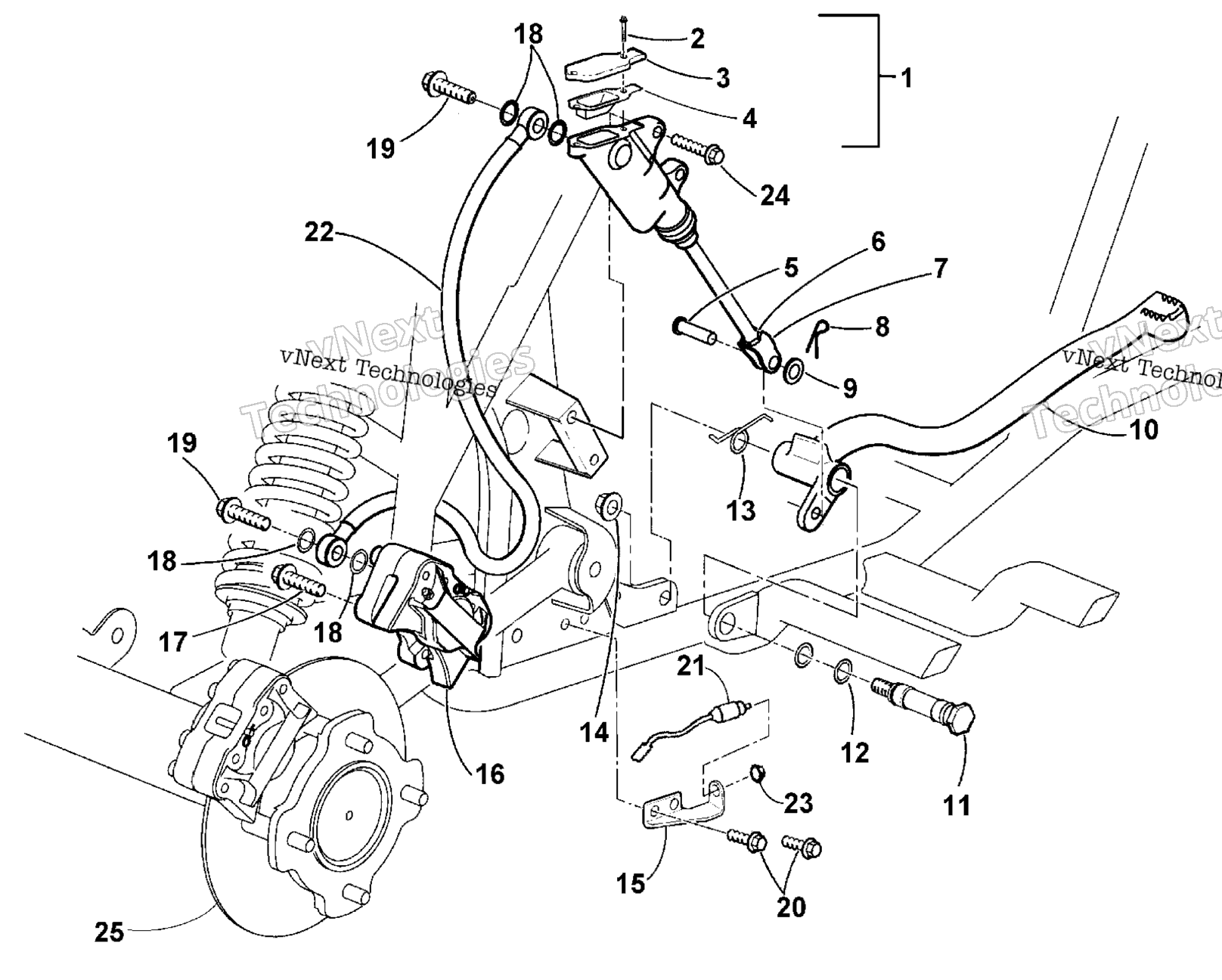 Hydraulic Foot тормоз узел