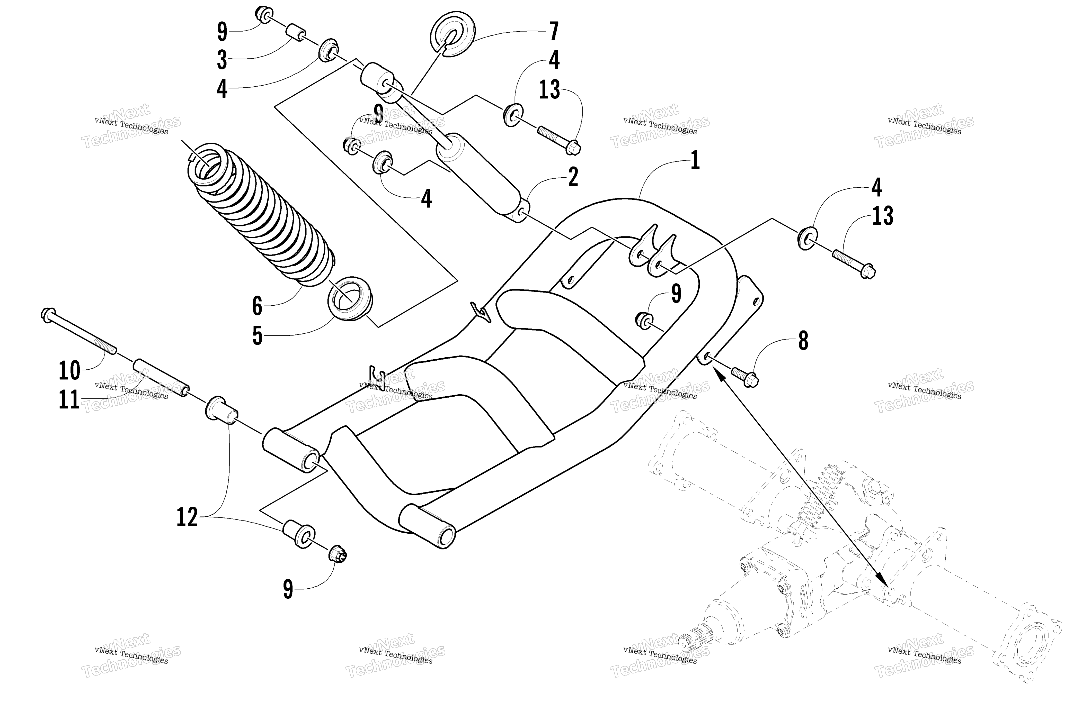Задняя часть Suspension Assembly