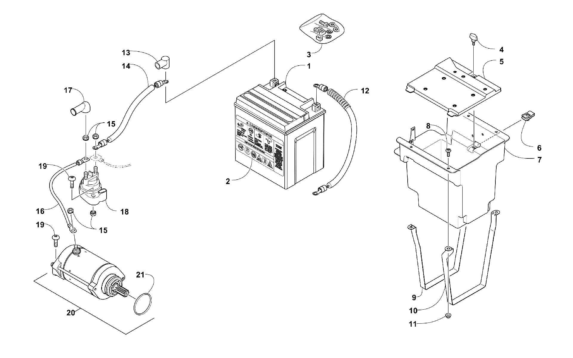 Аккумулятор AND STARTER MOTOR ASSEMBLY [97429]