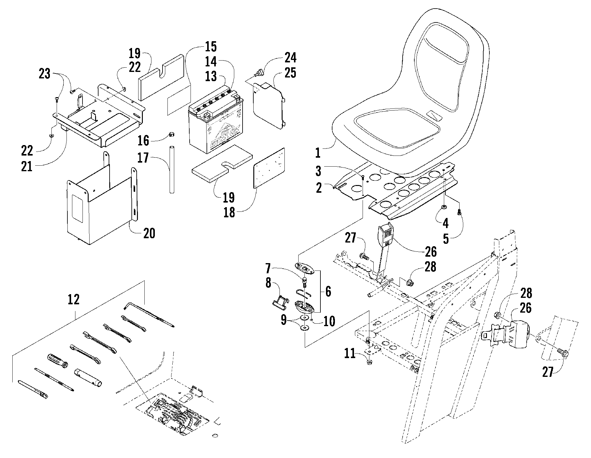 SEAT, BATTERY, и инструмент комплект узел [84528]