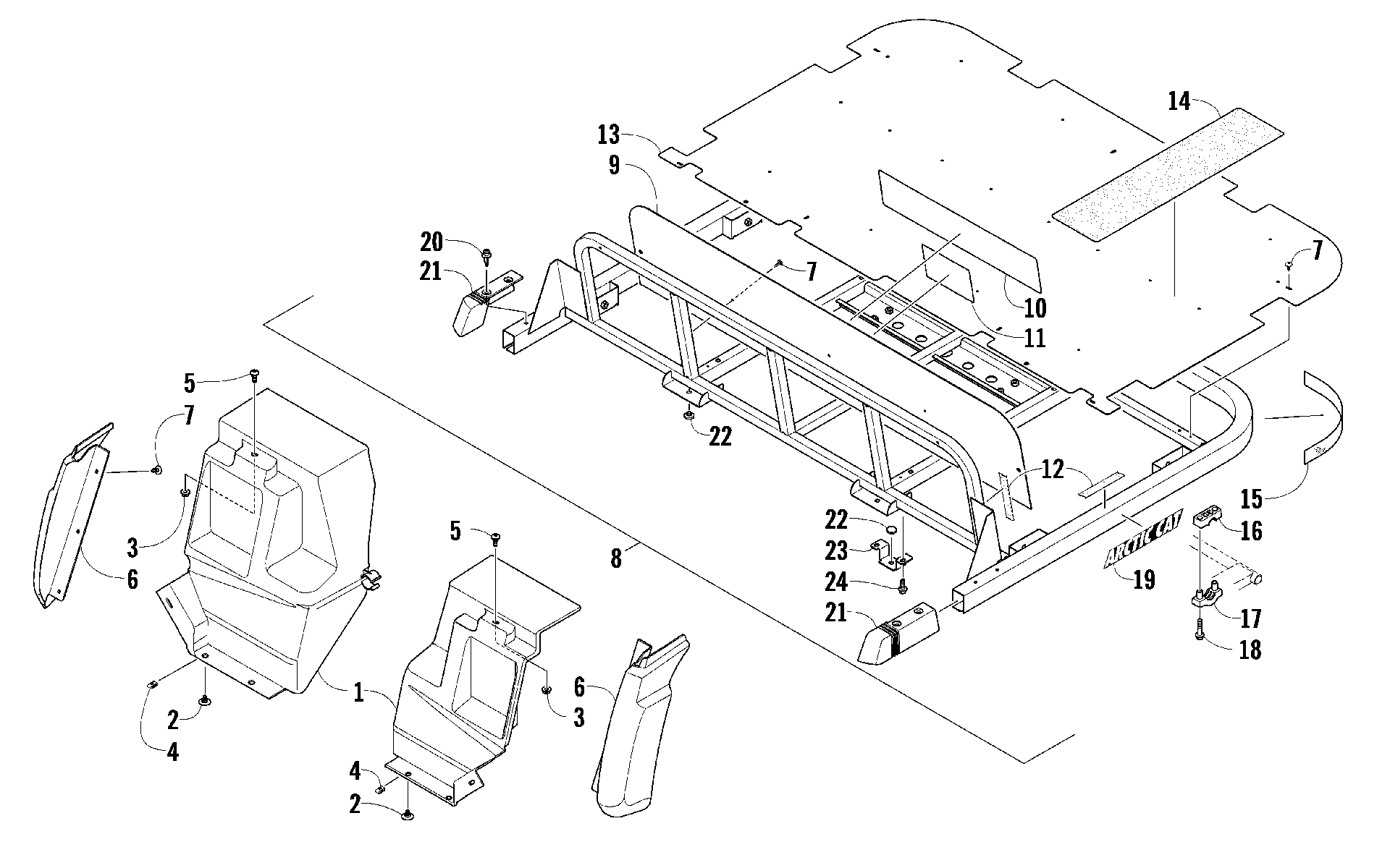 задний кузов панель и FLATBED узел [90610]
