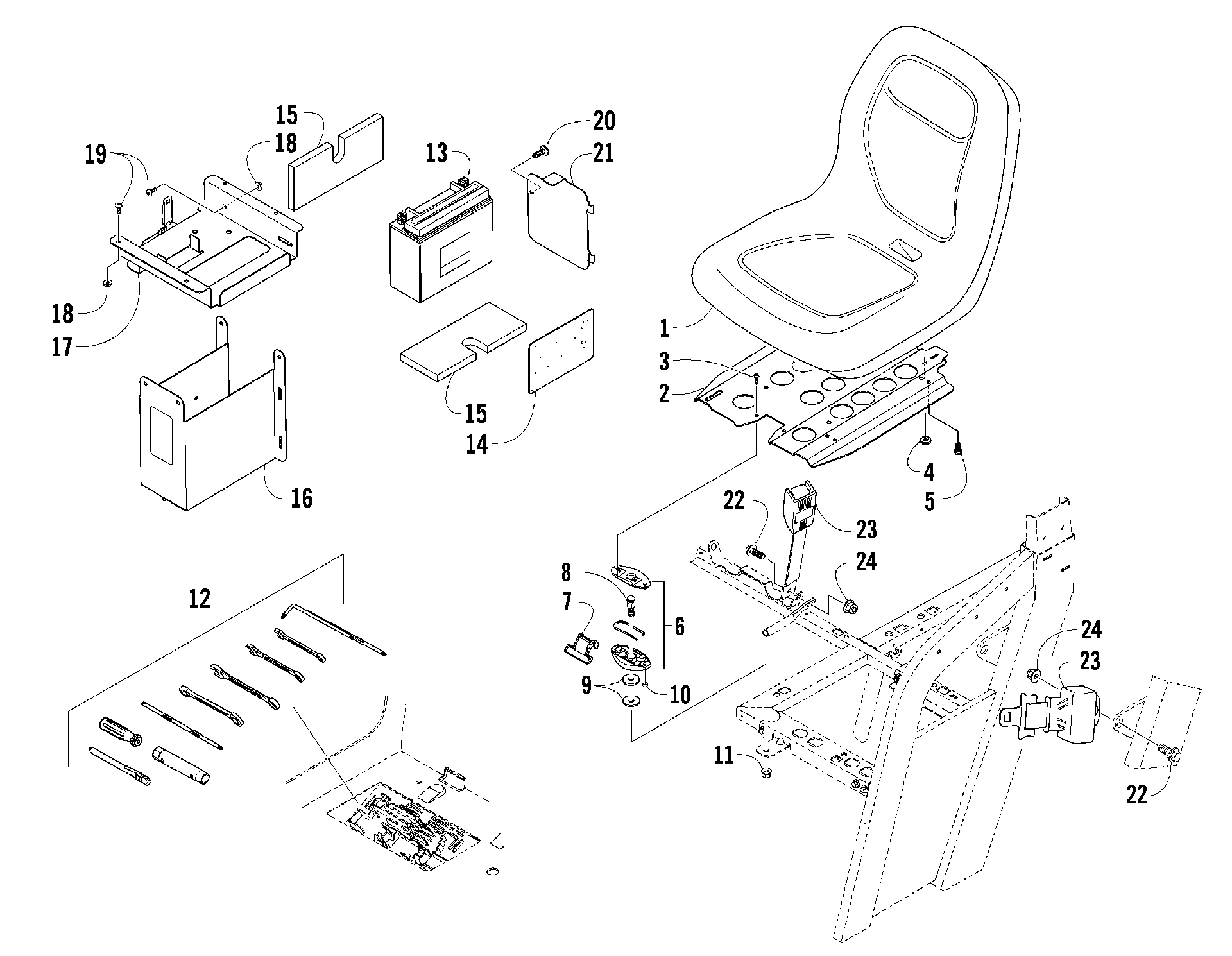 SEAT, BATTERY, и инструмент комплект узел [88905]