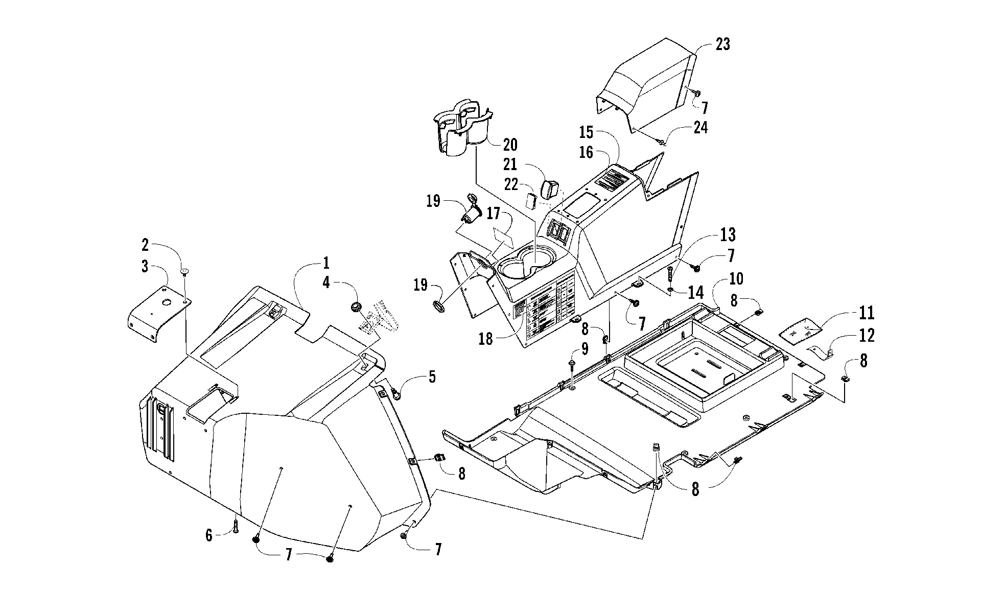 Передняя часть CONSOLE AND FLOOR PANEL ASSEMBLY [100654]