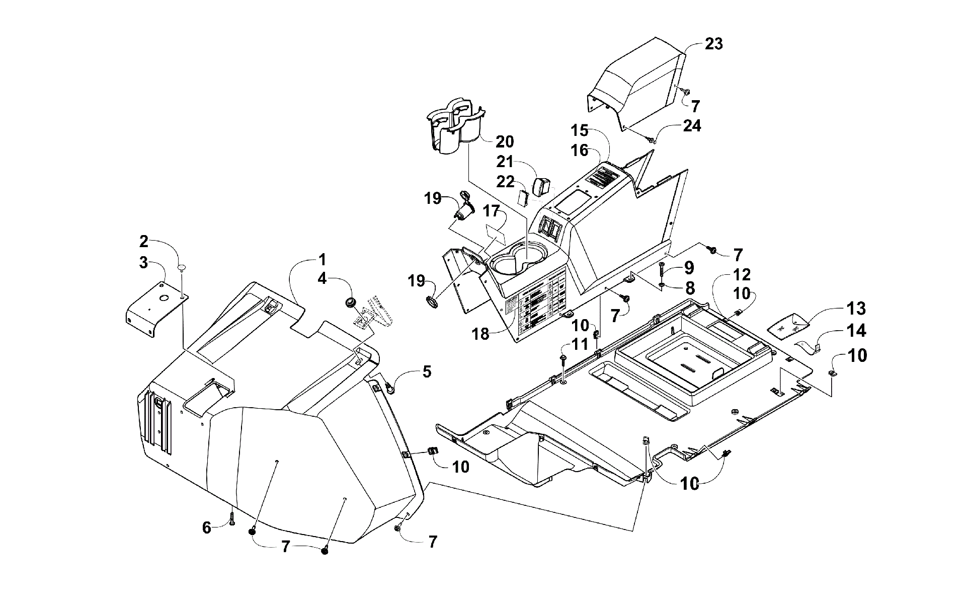 Передняя часть CONSOLE AND FLOOR PANEL ASSEMBLY [300446]