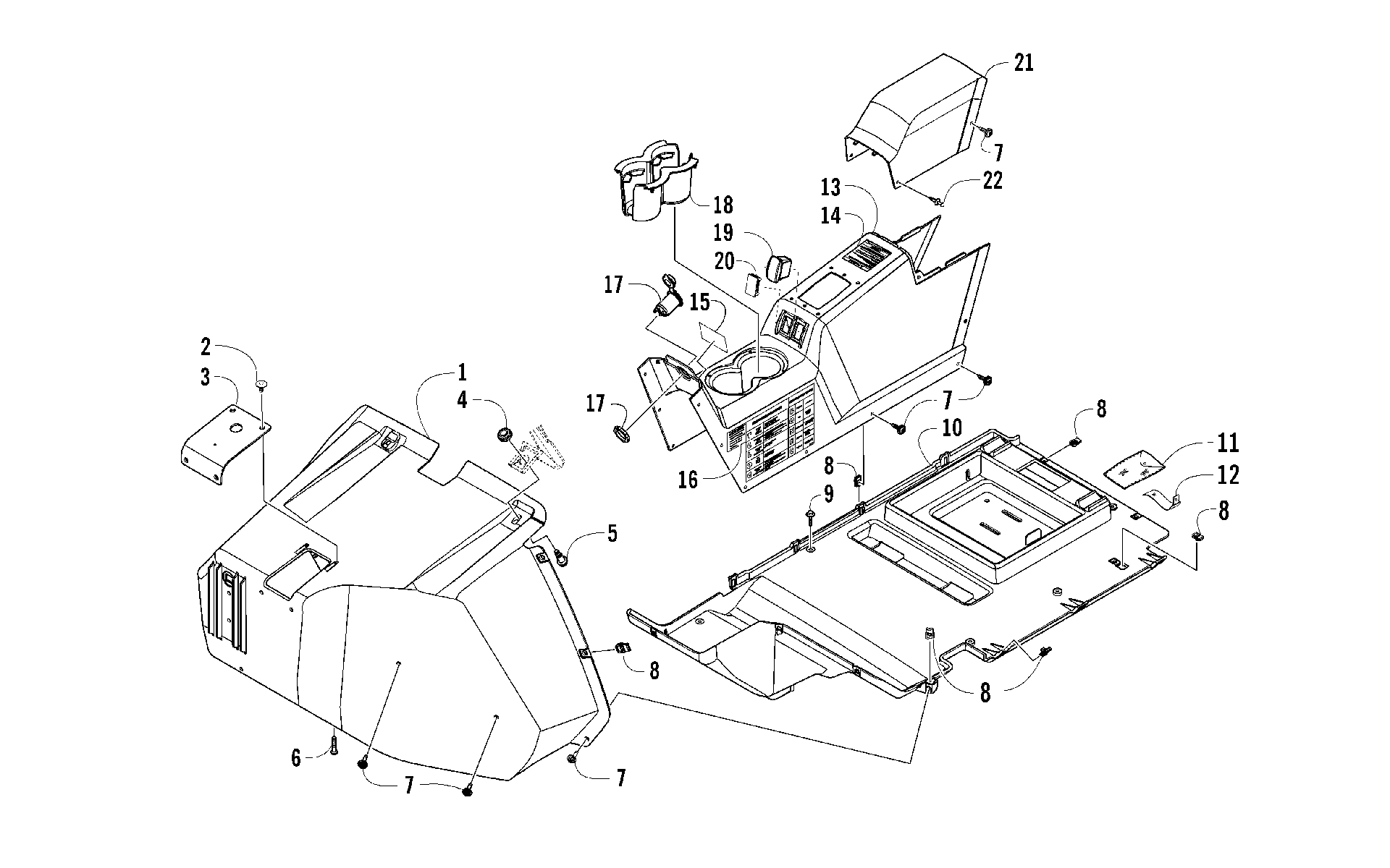 Передняя часть CONSOLE AND FLOOR PANEL ASSEMBLY [98586]