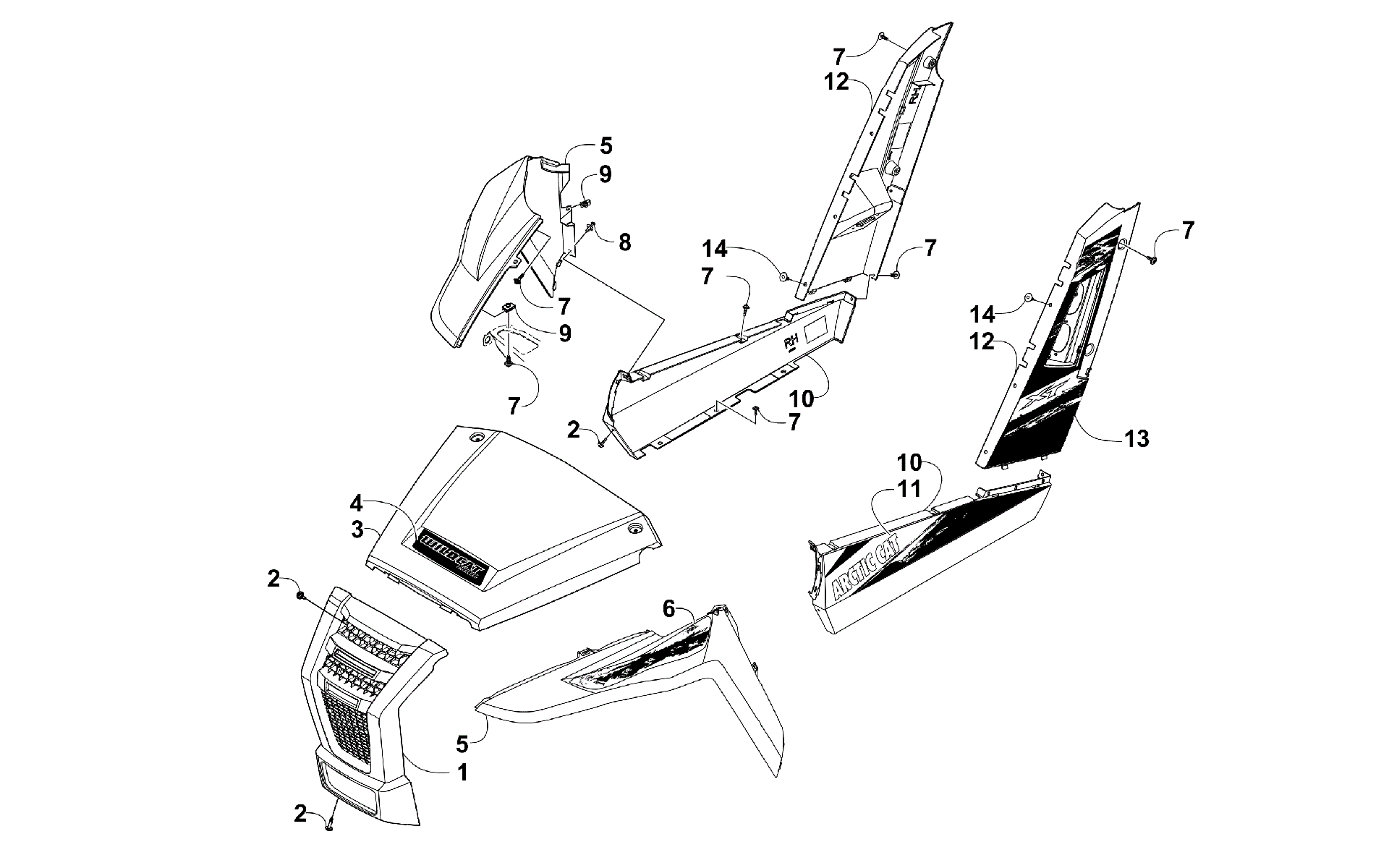 Передняя часть AND SIDE PANEL ASSEMBLIES [300059]