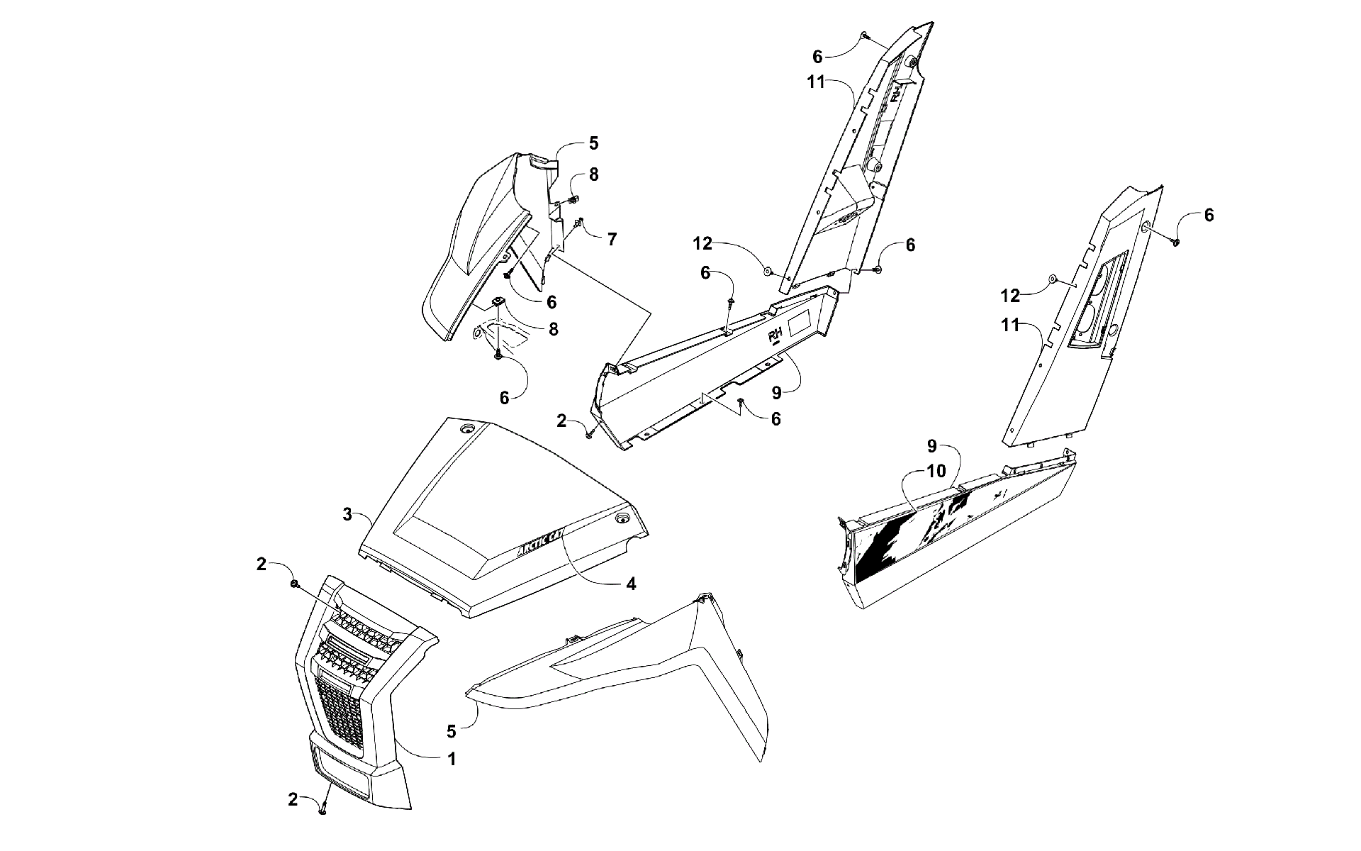 Передняя часть AND SIDE PANEL ASSEMBLIES [301324]