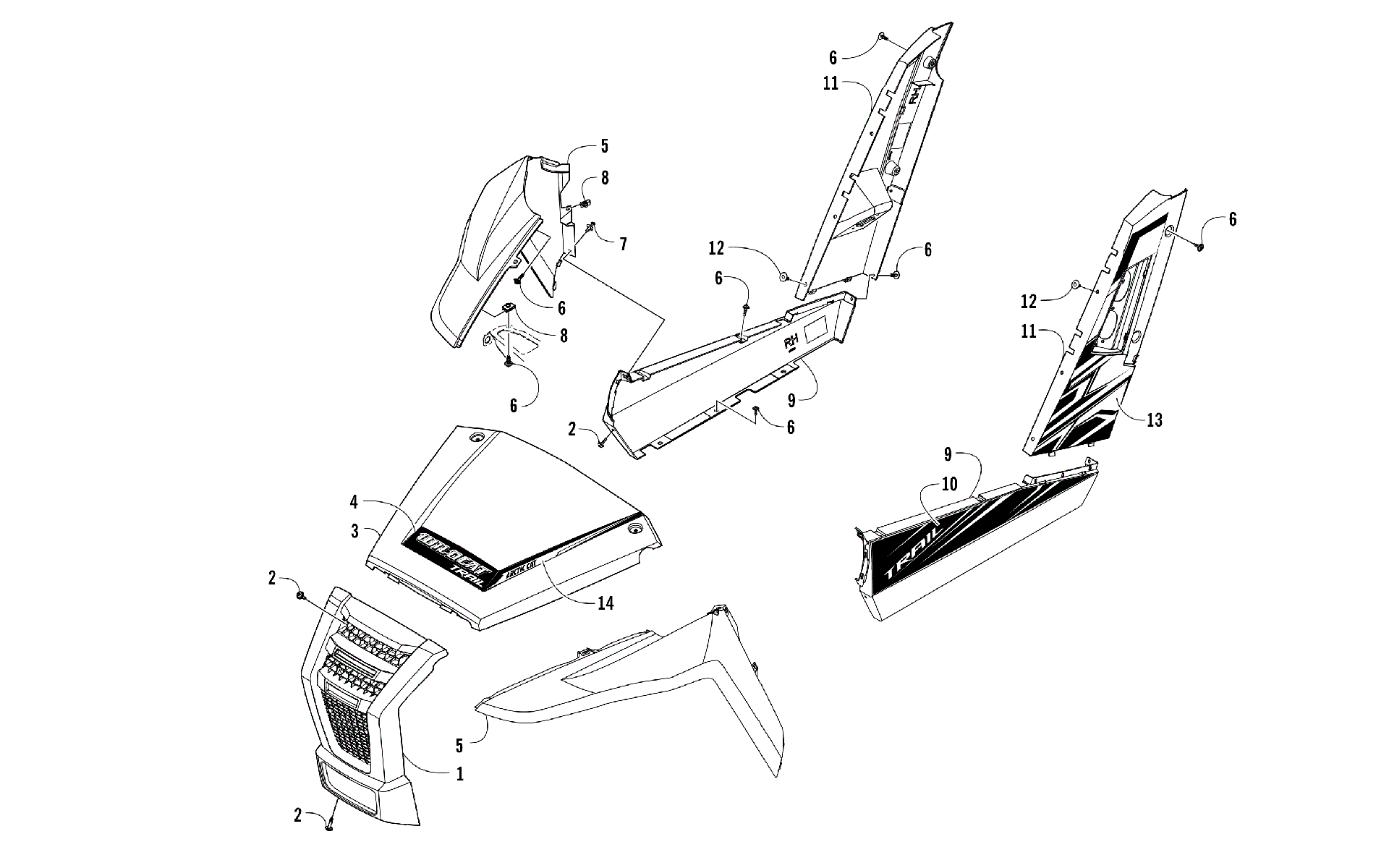 Передняя часть AND SIDE PANEL ASSEMBLIES [301669]