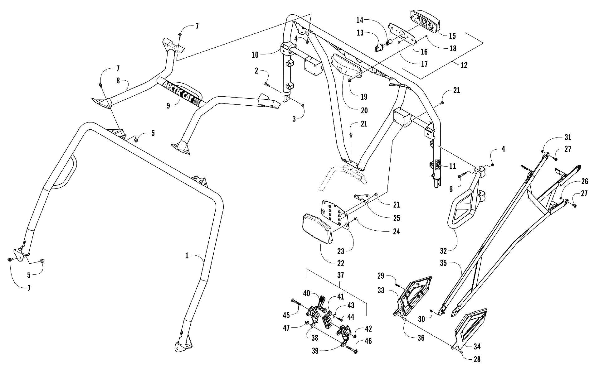 ROPS и TAILLIGHT узел [301771]