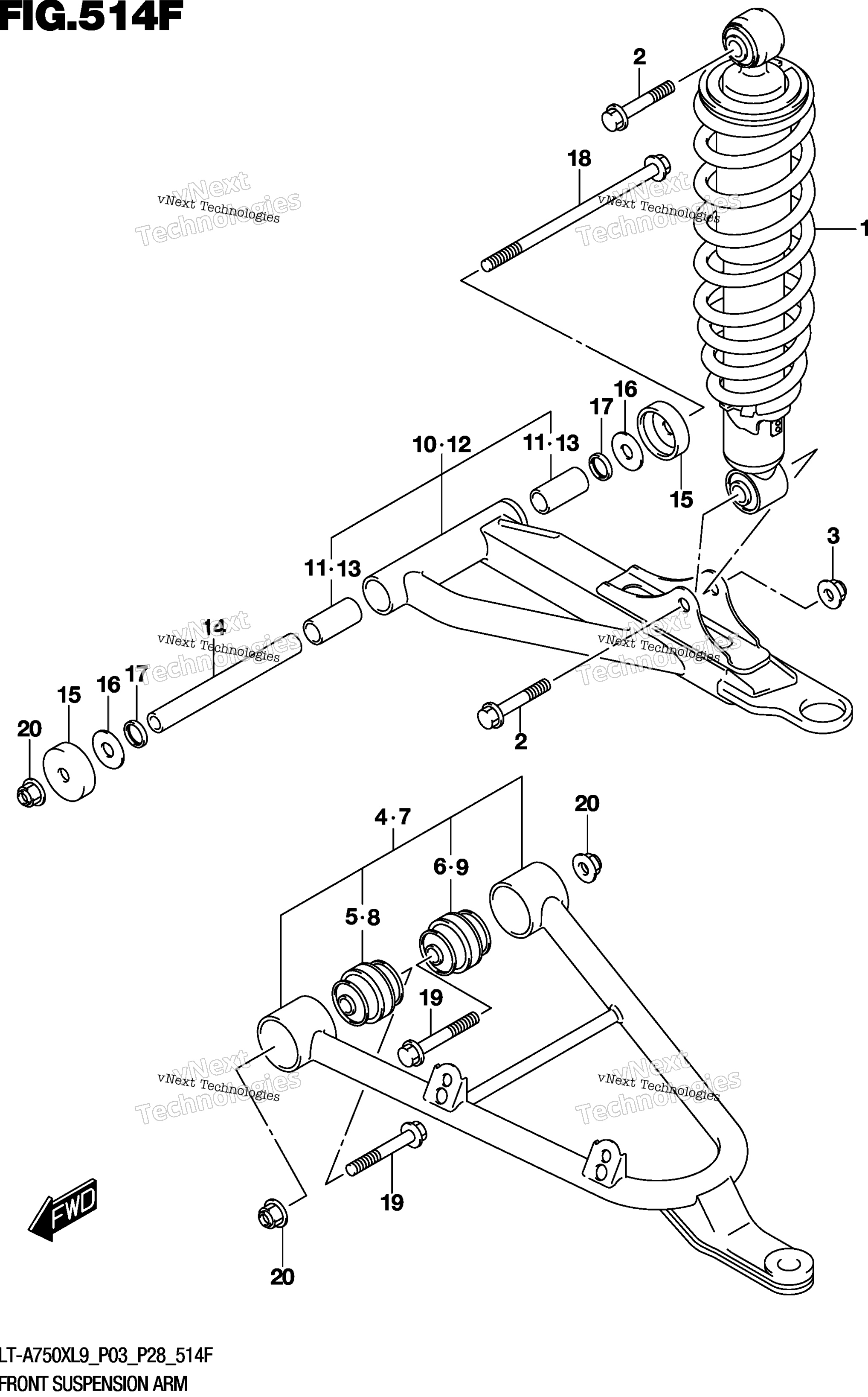 Передняя часть Suspension Arm (Lt-A750xpl9 P33)