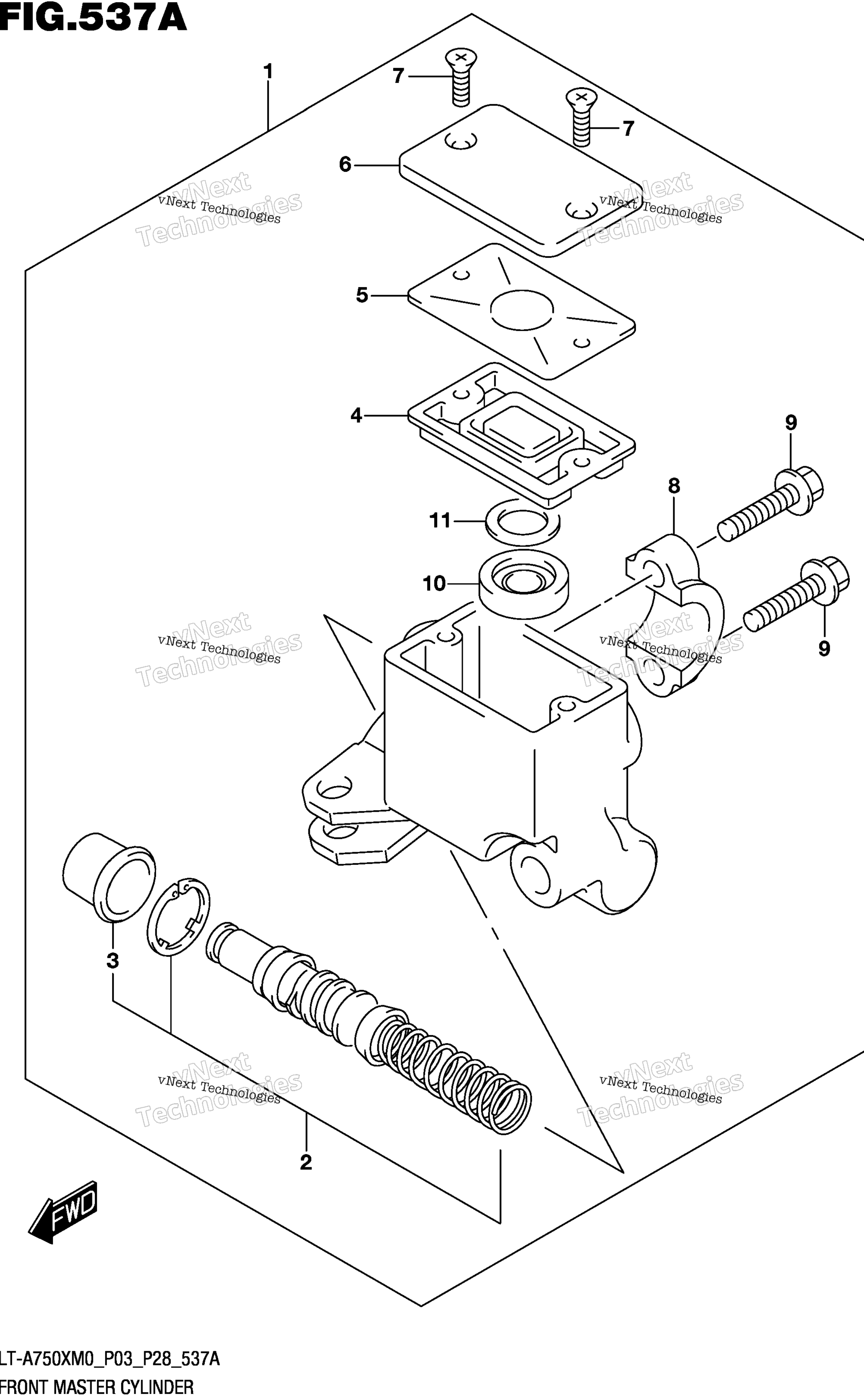 Передний главный цилиндр тормоза