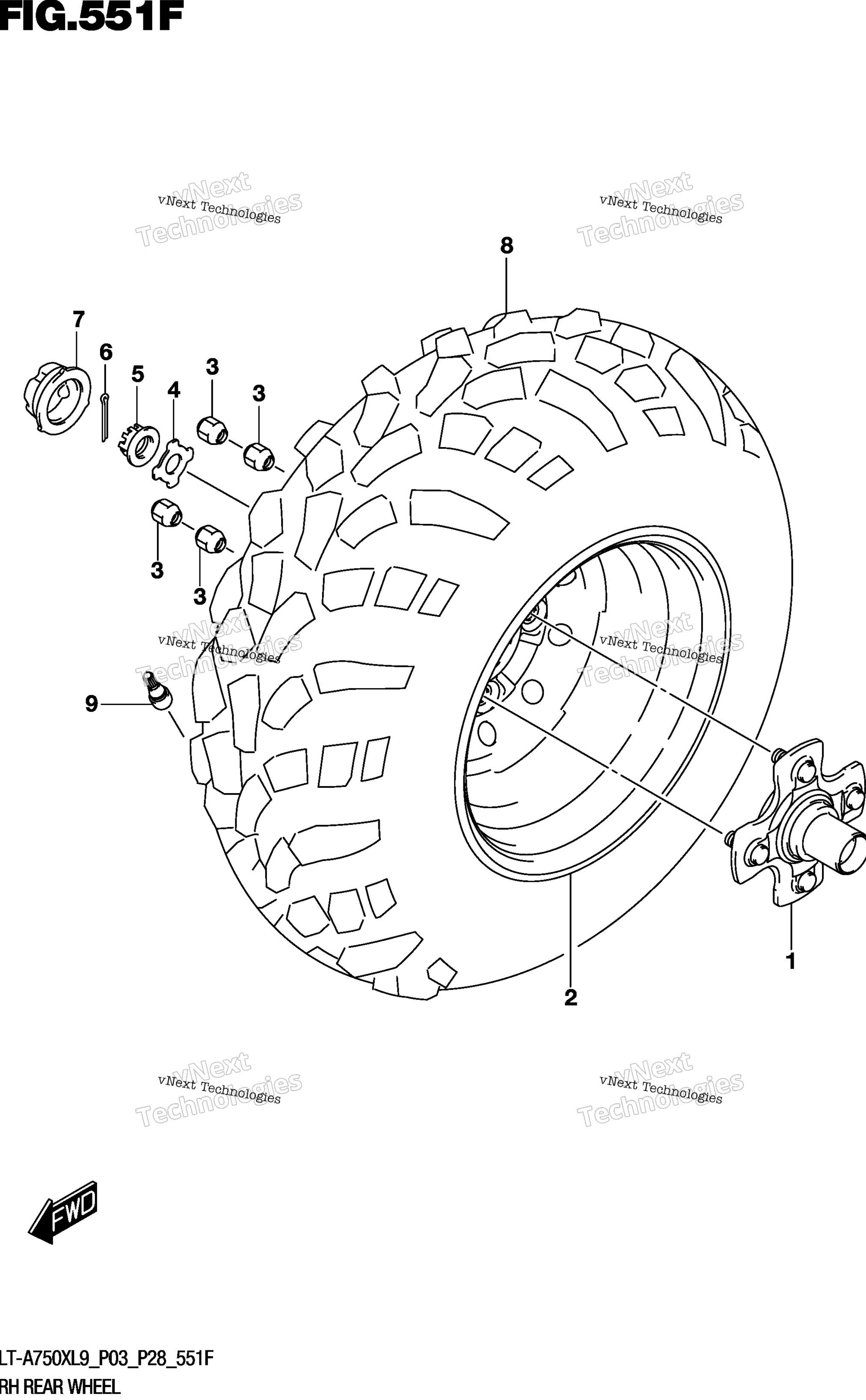 Заднее колесо (прав.) (Lt-A750xpl9 P33)