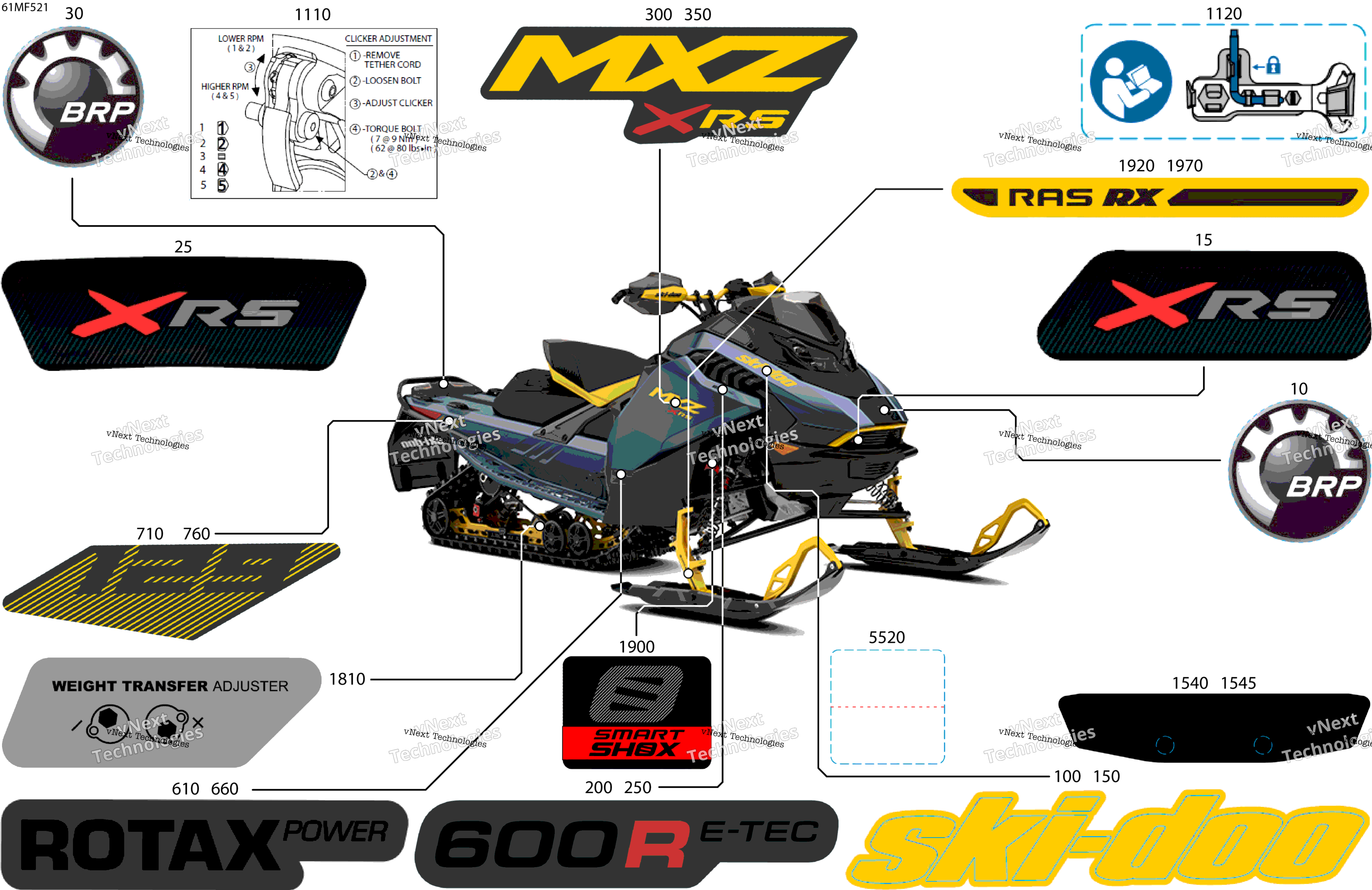 2026 MXZ - X-RS - 600R E -TEC - MZTR - Mineral Blue - 15X129X1.5IR Track