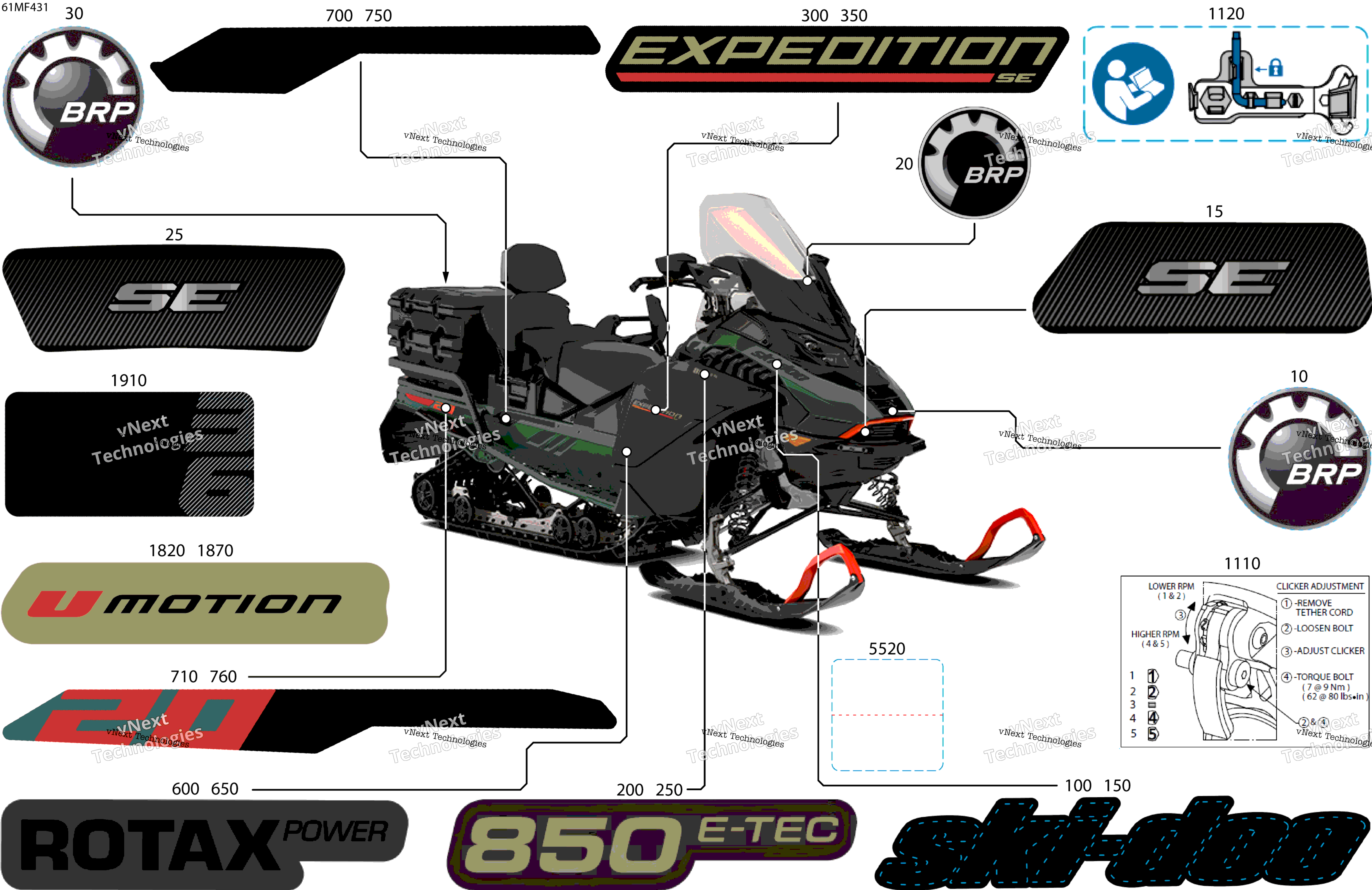 2026 EXPEDITION - SE - 850 E-TEC - AGTC - Tundra Green - 20X154X1.8CST8 Track