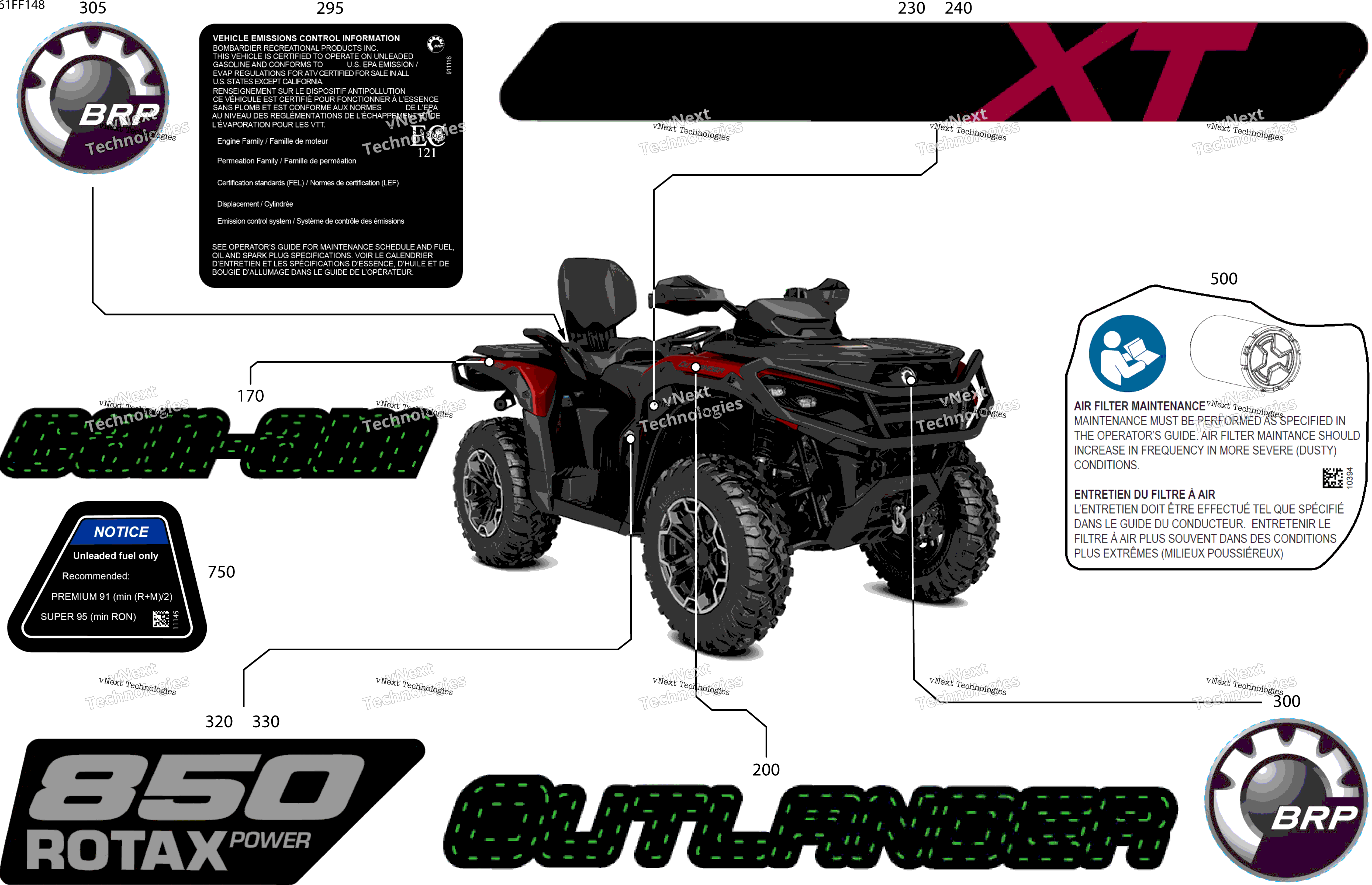 2026 OUT-MAX - 4X4 - XT - 850 - 4STB - Fiery Red Metallic